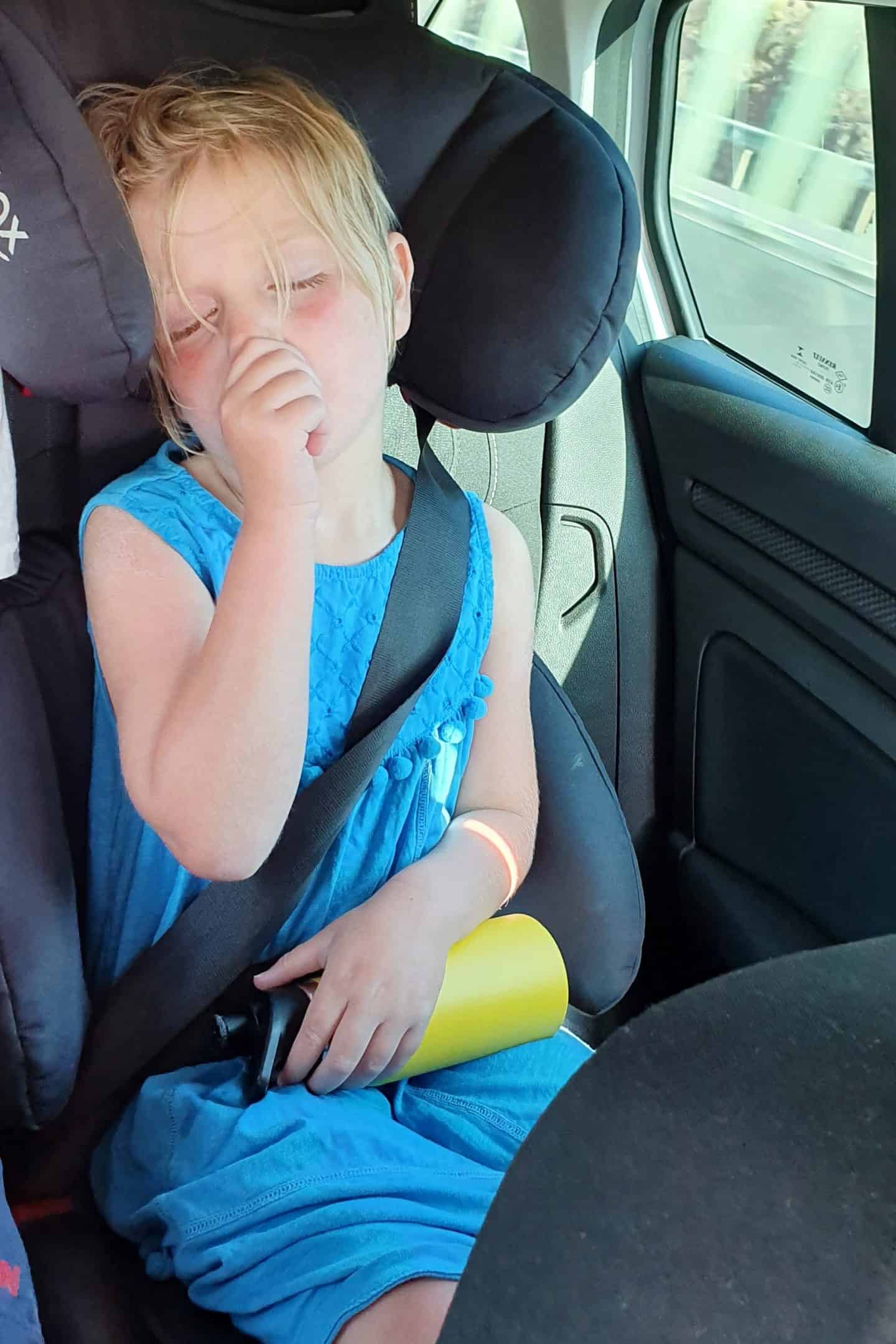 Sleeping in the car on the way home from AquaShow