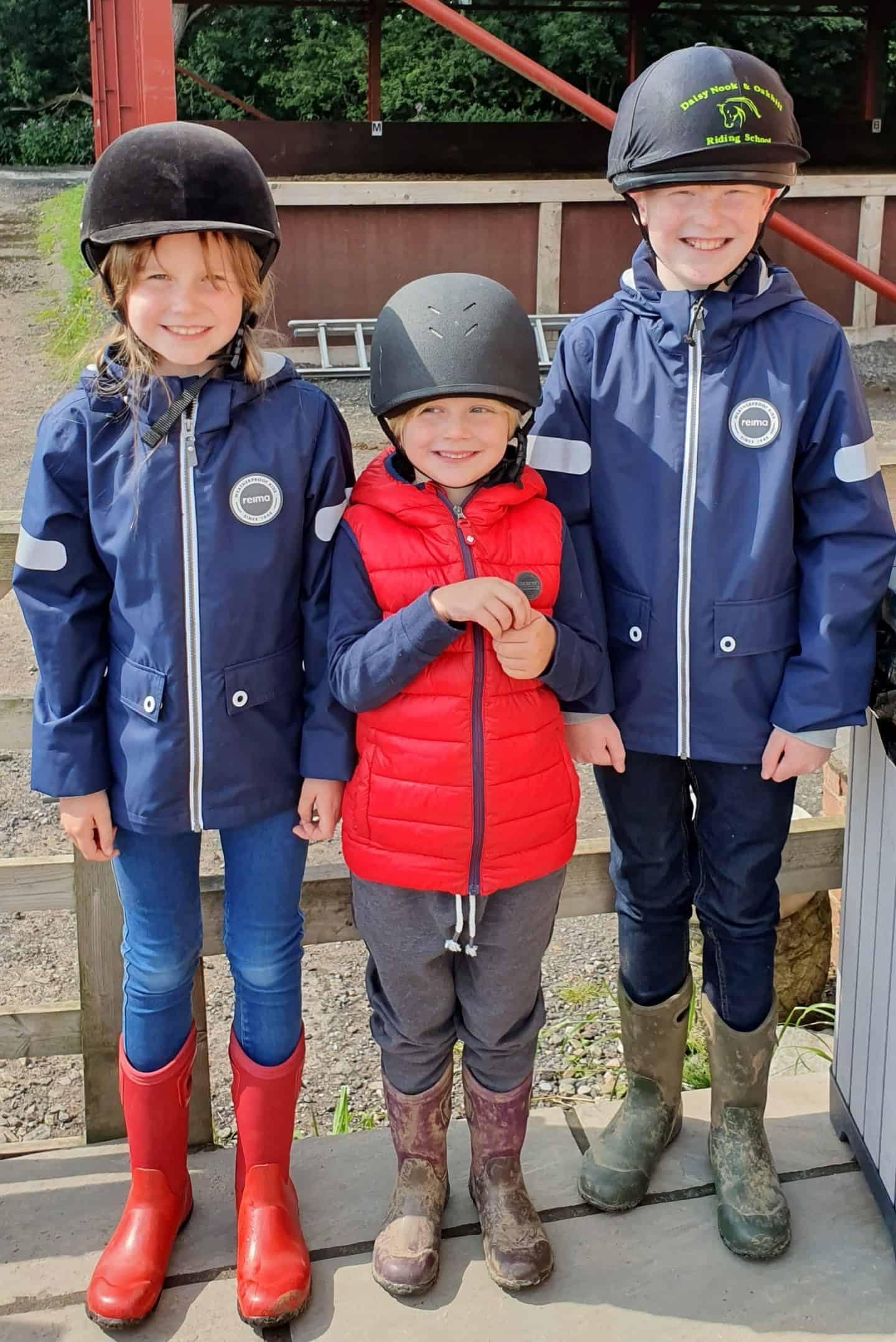 Riding hats on and ready to go