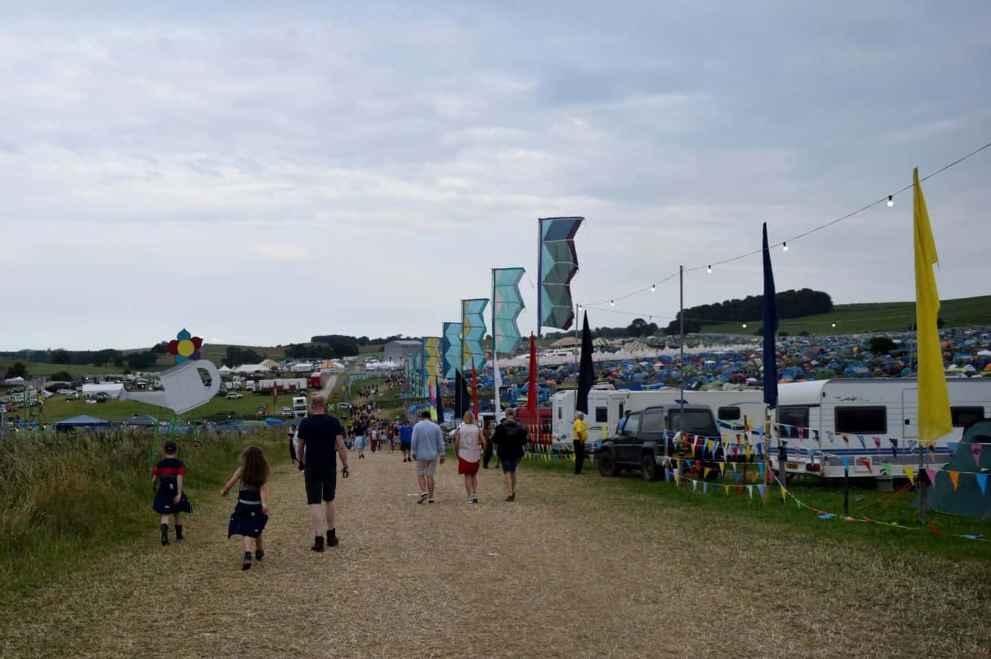 The long walk down from family camping to the festival site