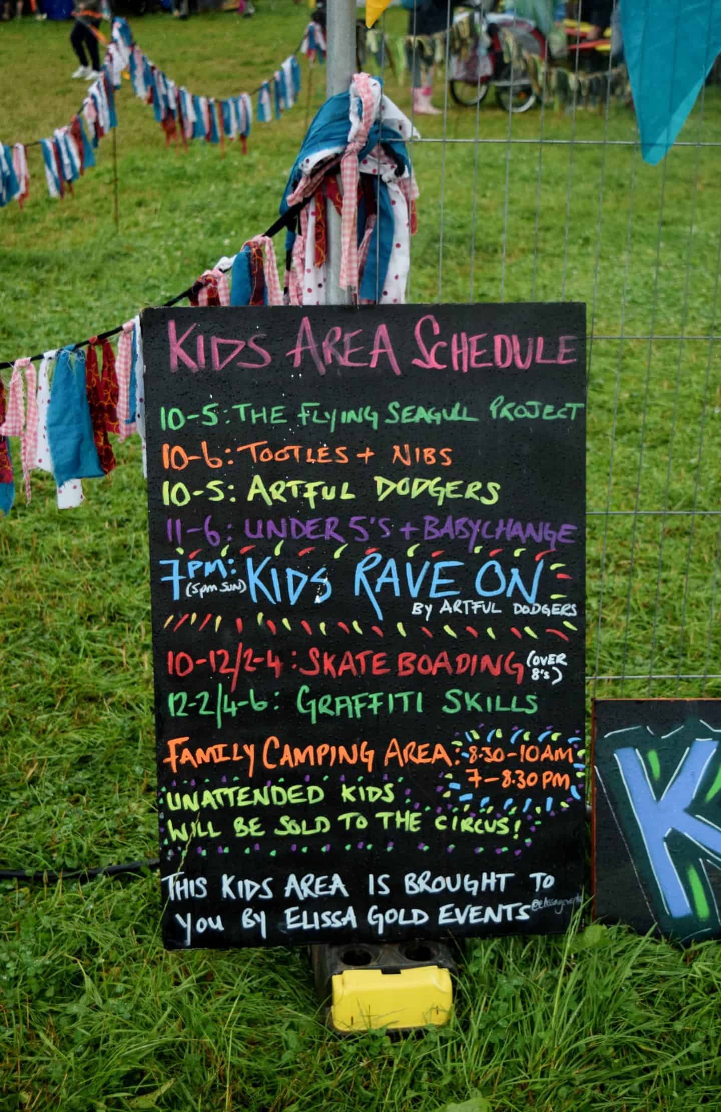 What is there for kids at Y Not Festival - timetable of children's entertainment in the dedicated kids' area
