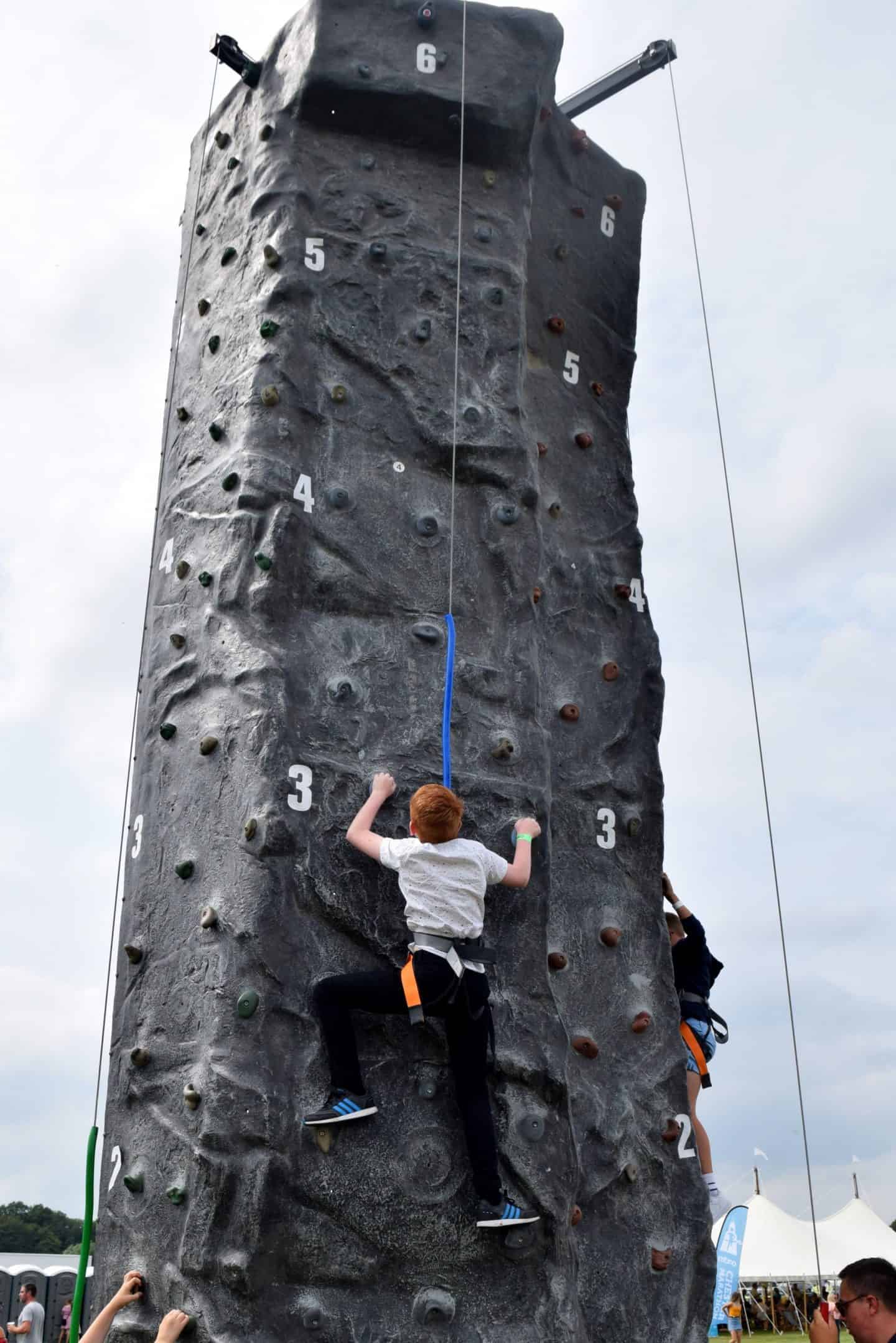 Climbing wall at Chester Racecourse - free activities for children on Family Day