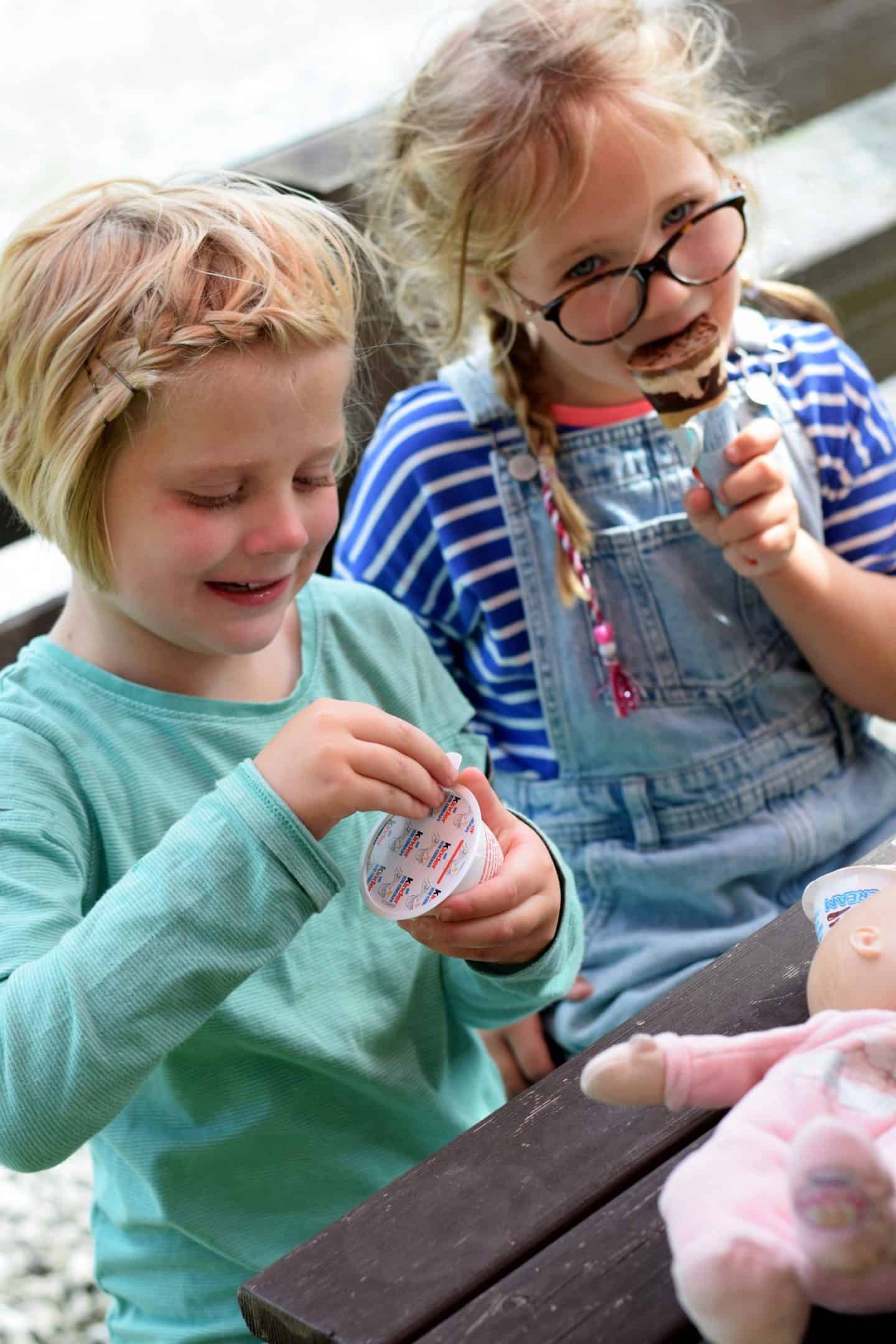 Girls enjoying ice creams in the sun