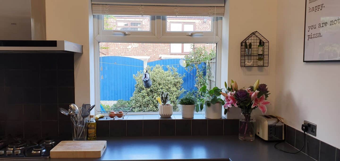 Slat blinds can be left down or raised to let more light in