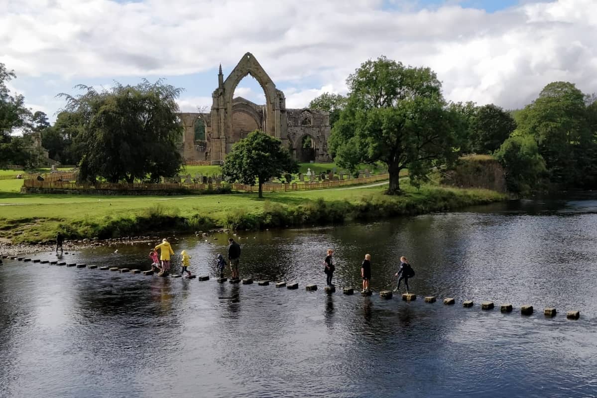 Stepping stones at Bolton Abbey, North Yorkshire - near Catgill campsite
