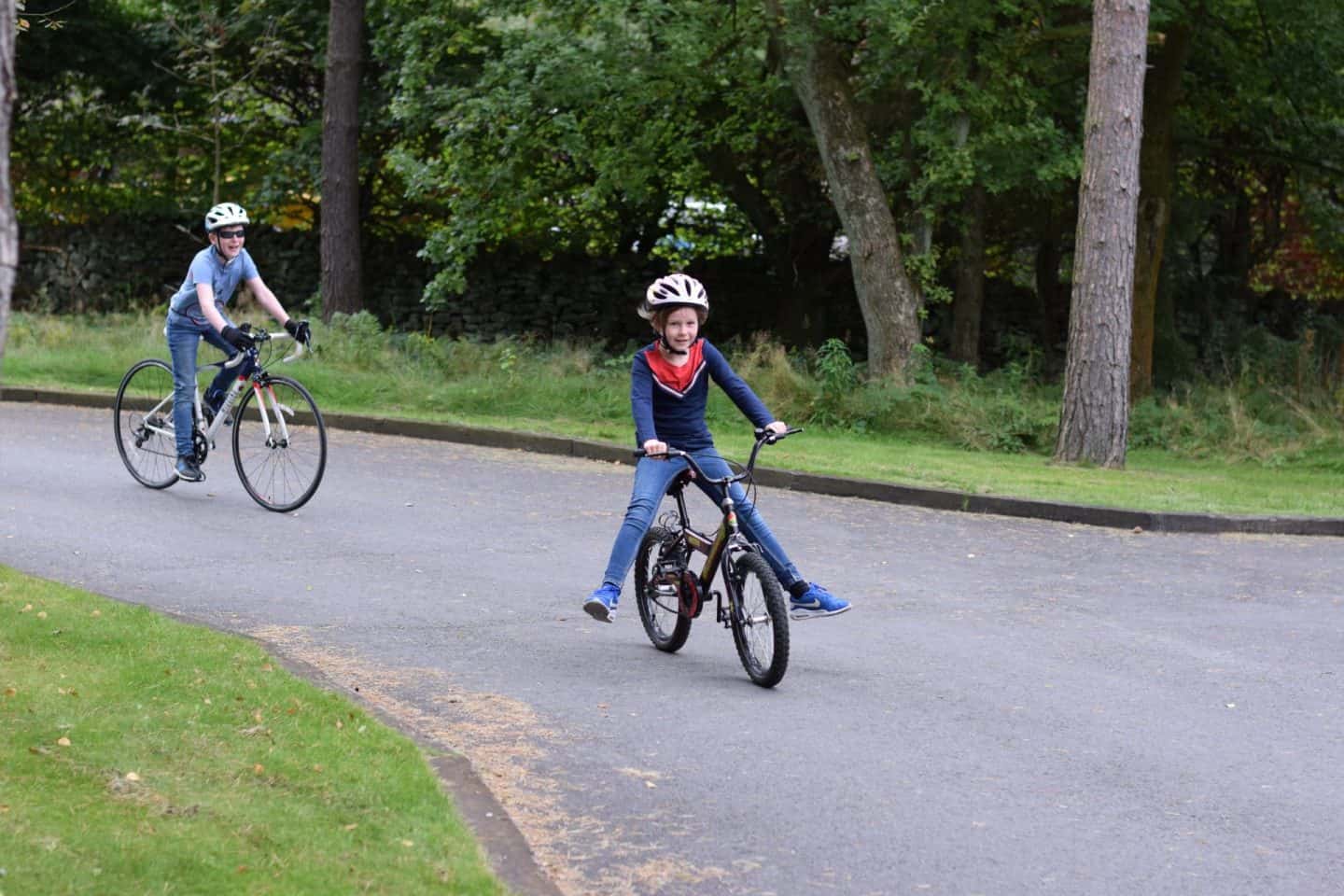 Riding bikes at Darwin Forest