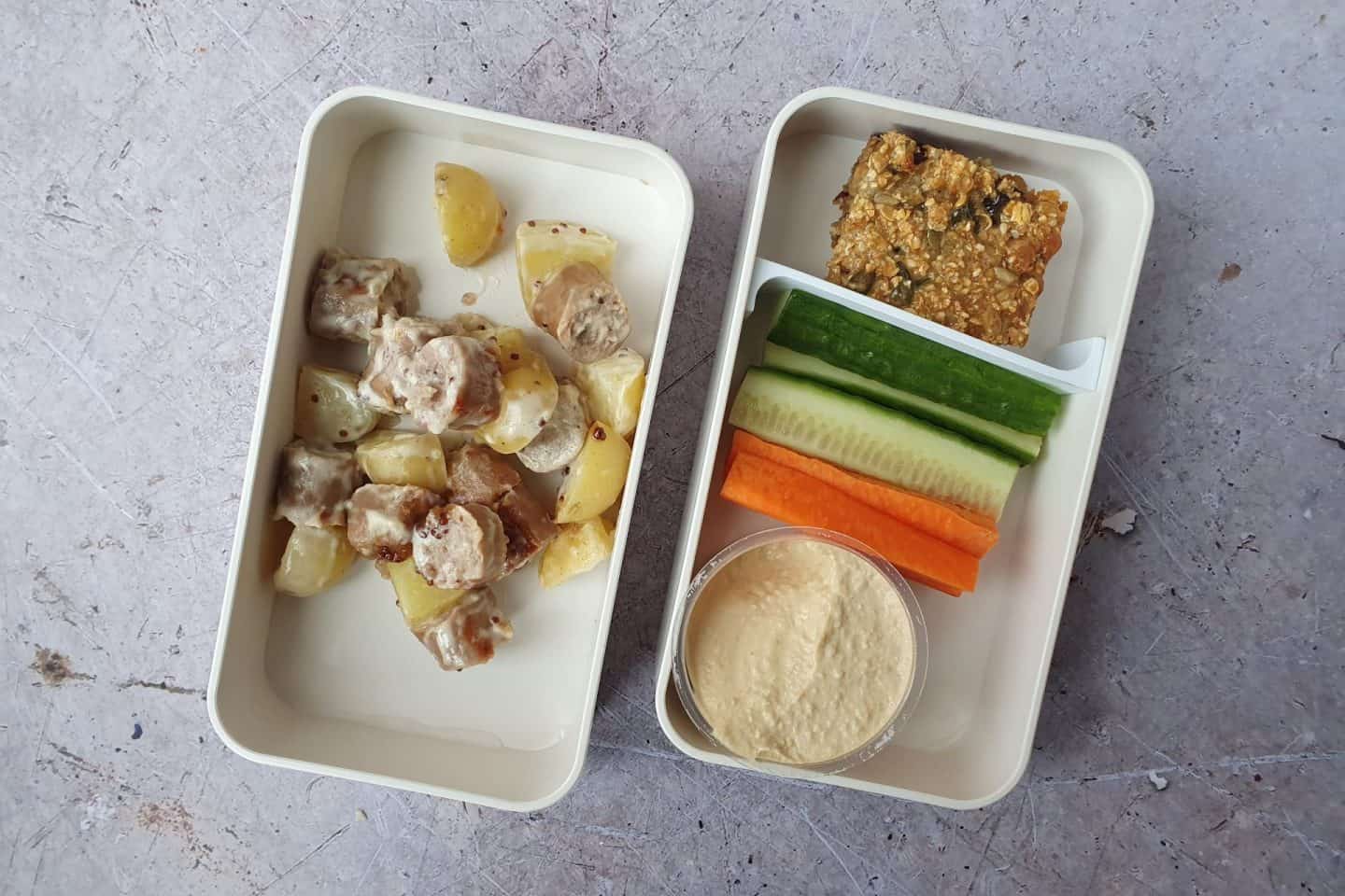 Sausage and potato salad lunch box ideas