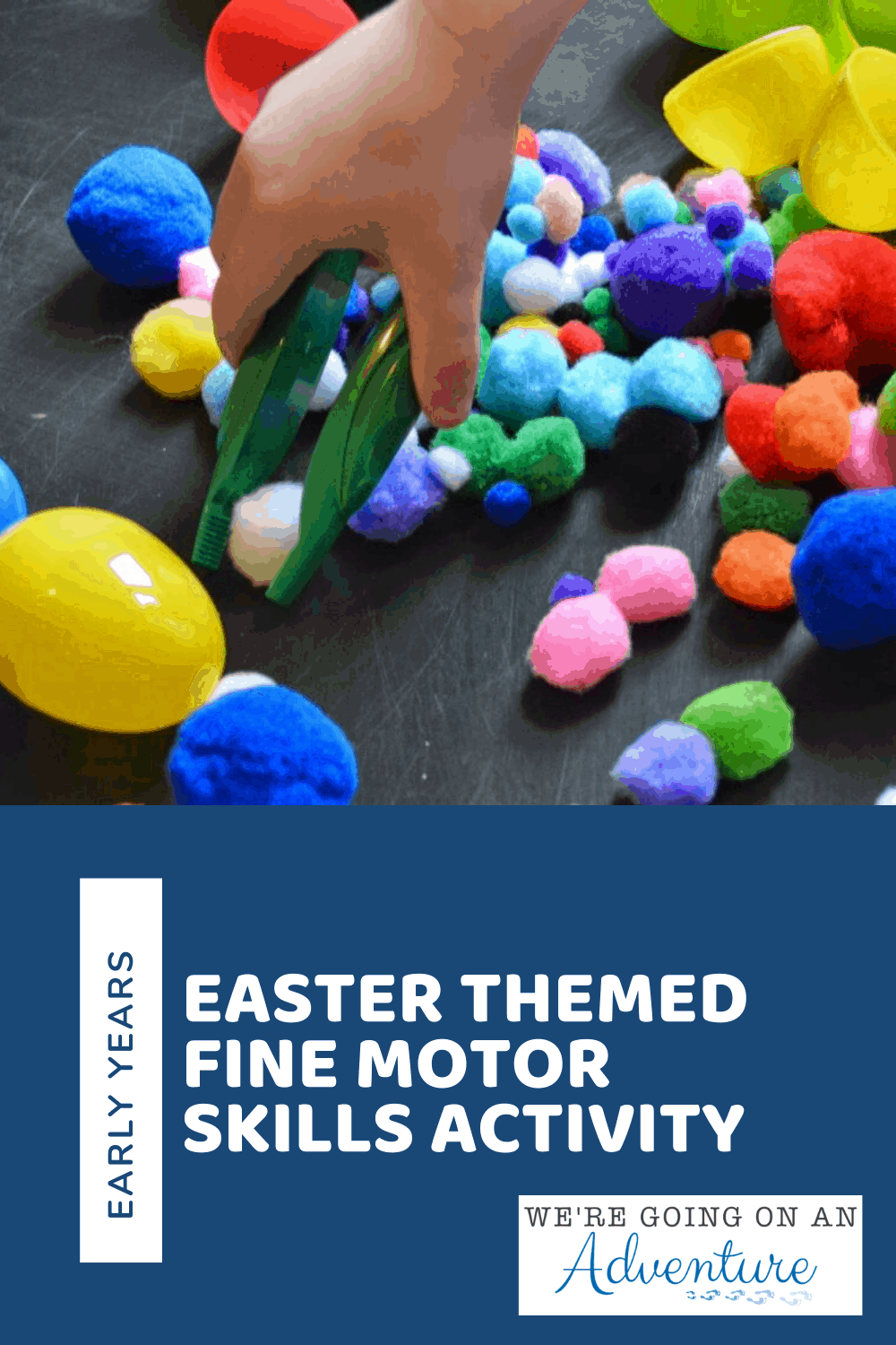 Easter themed tuff spot activity for little hands!