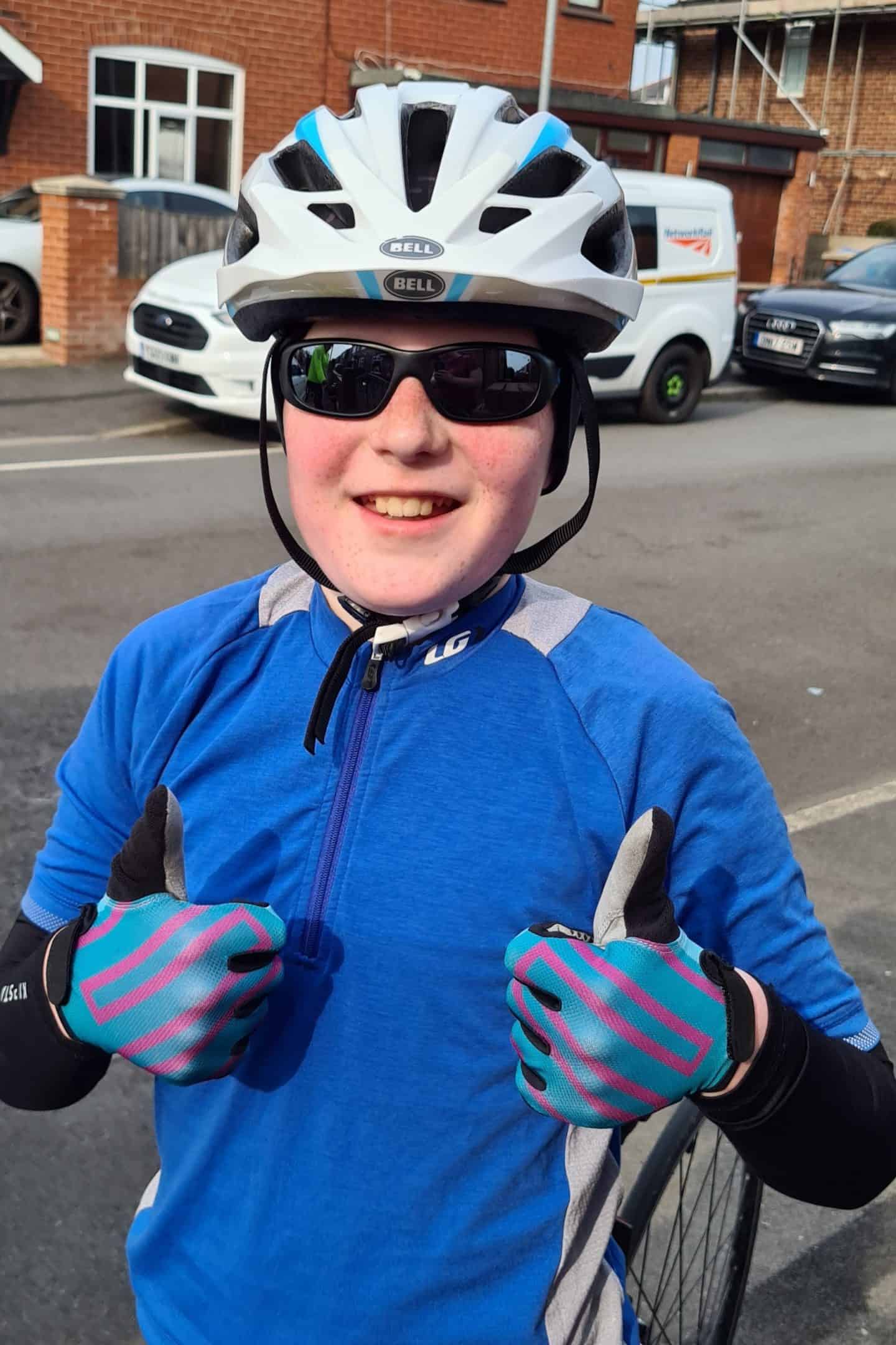 Boy in cycling gear