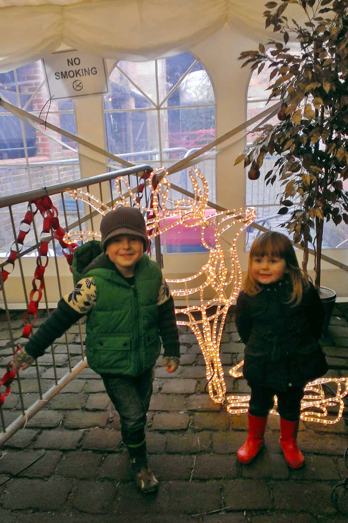 Sheltered queue to see Santa at Tatton Park farm