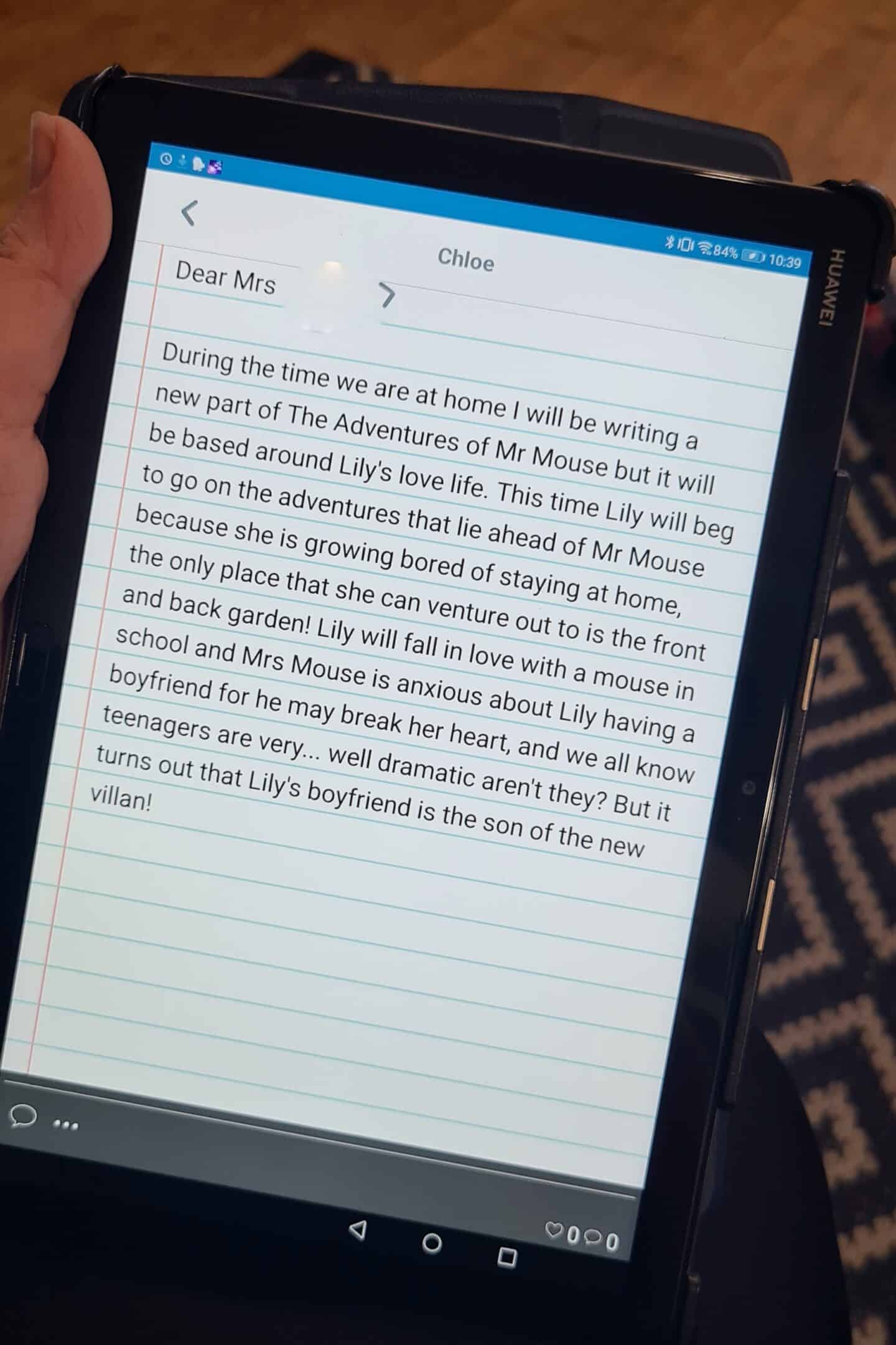The blurb for Chloe's latest piece of writing