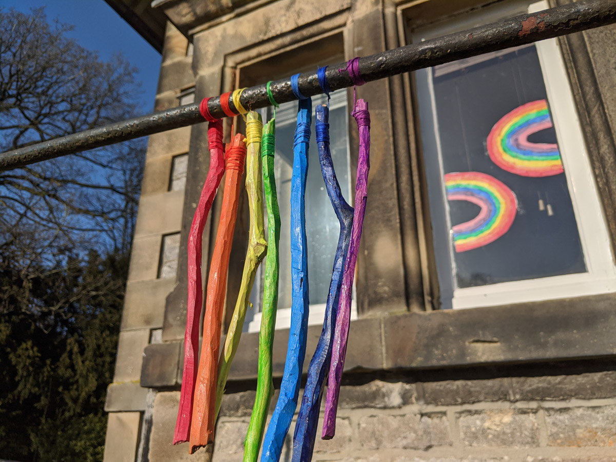 Rainbow sticks - nature craft activity from Peak District Kids