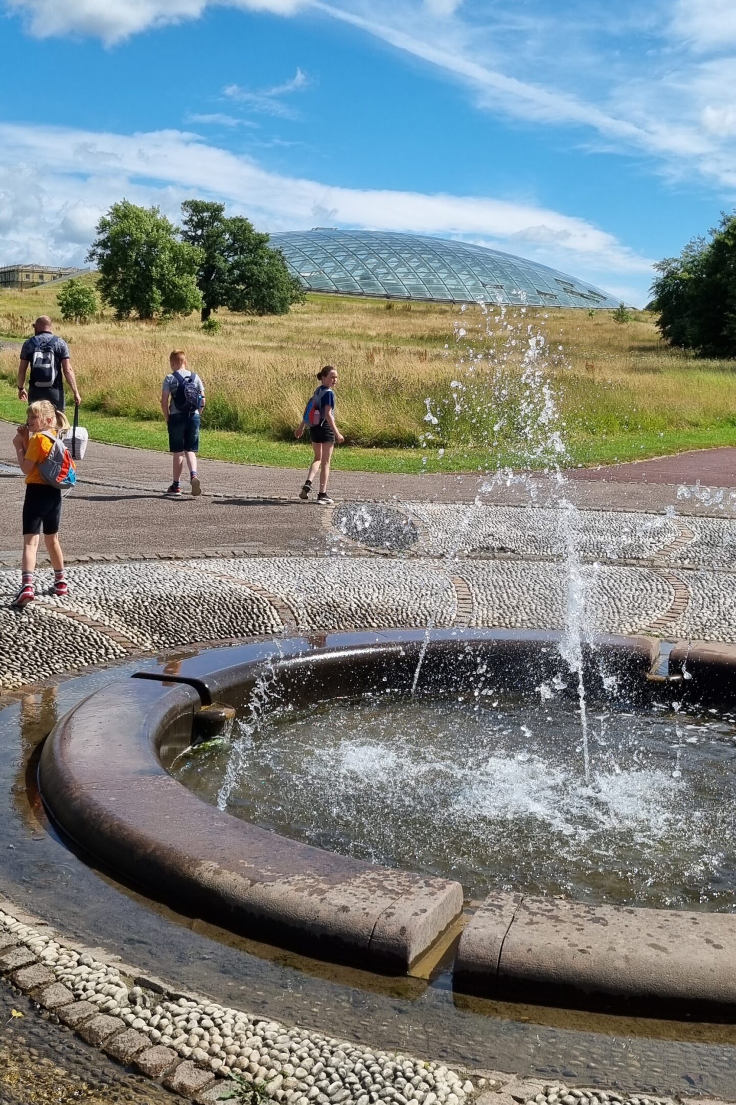 The enormous green house and fountain at the National Botanic Gardens