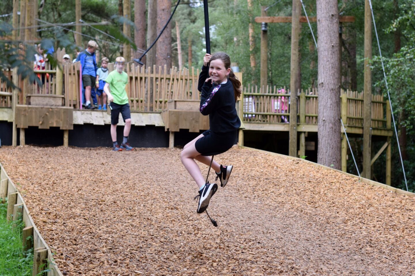 There's three levels of ziplines with two on each section
