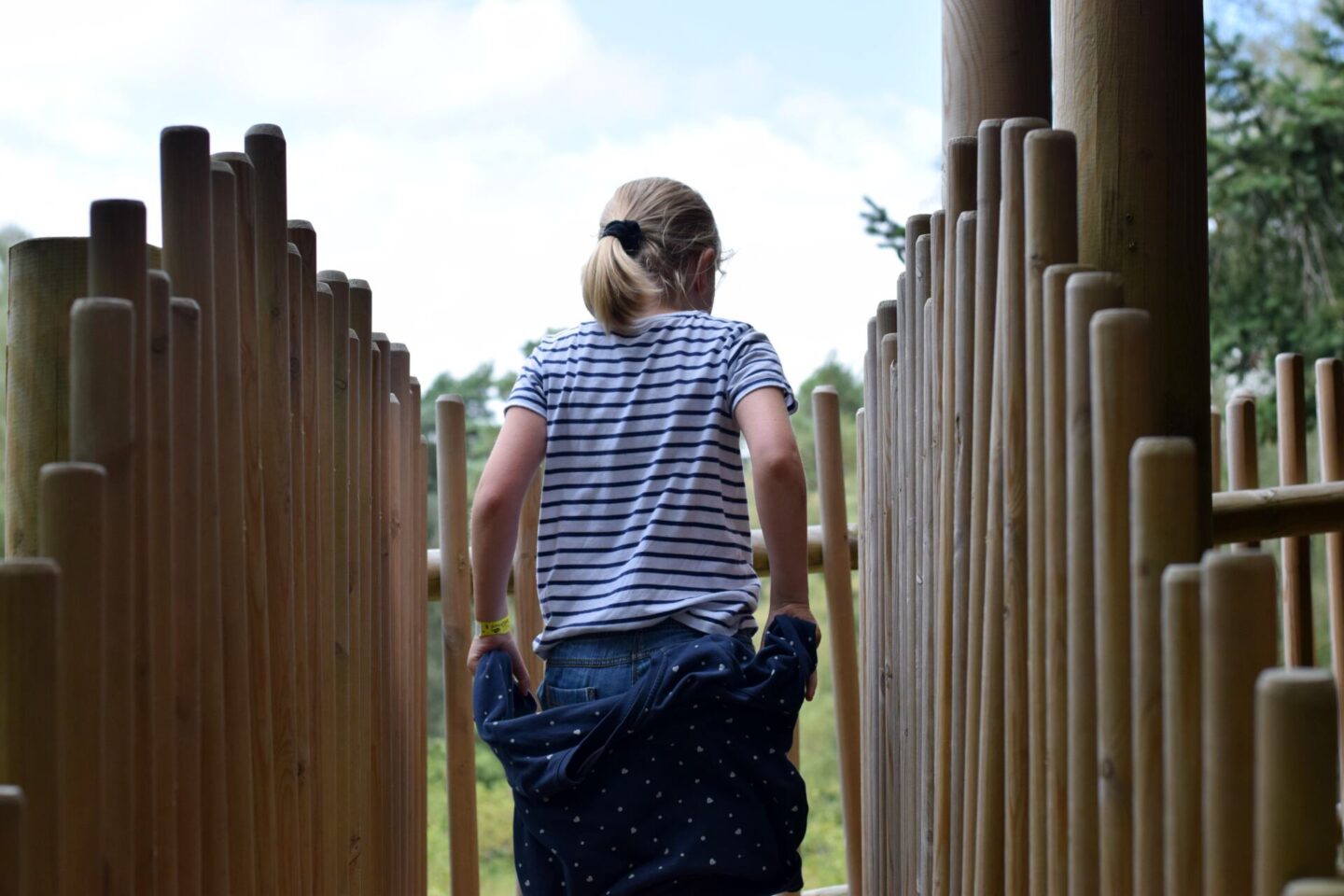 Little girl exploring the Sky Maze