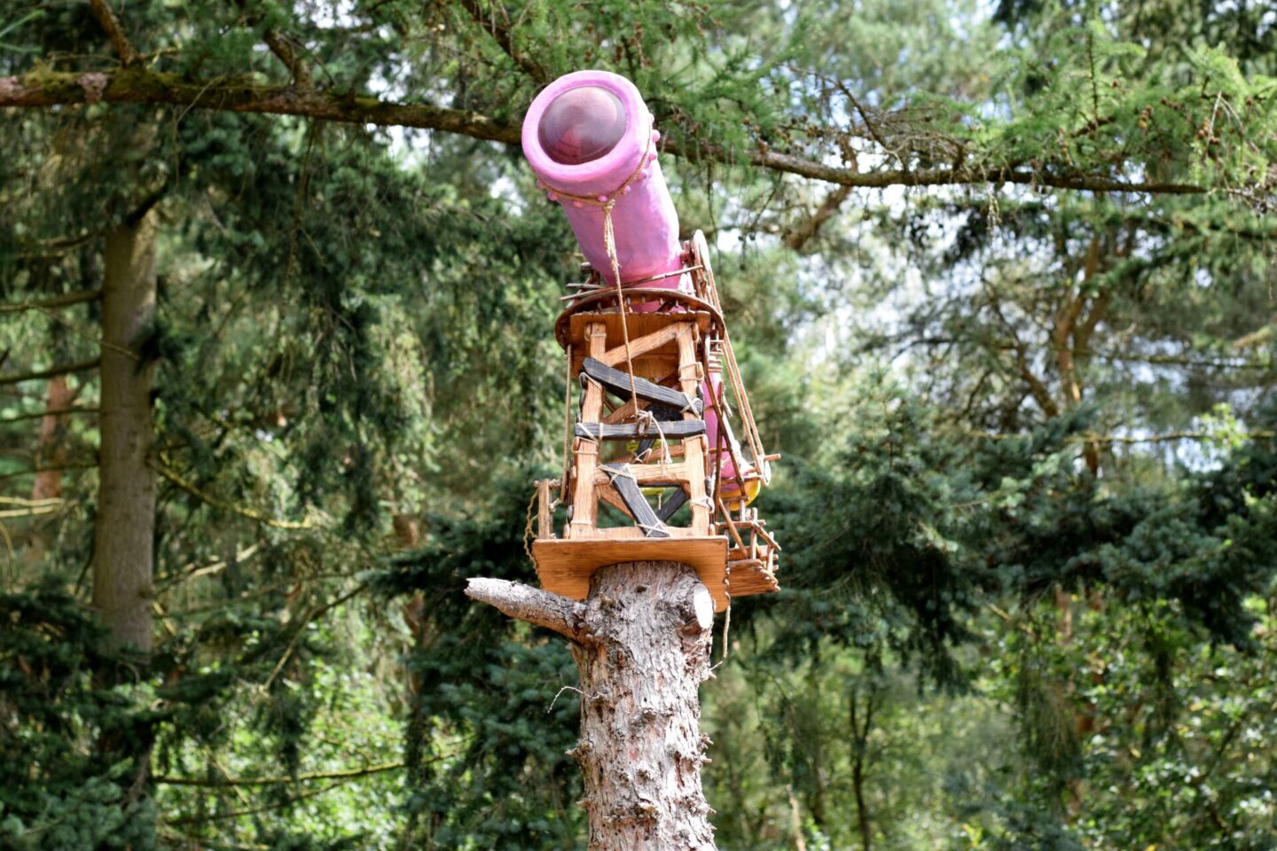 The magical pink telescope at the top of the tower
