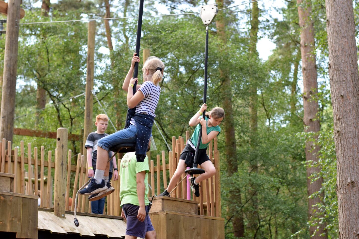 Sisters on the zipwires at BeWILDerwood