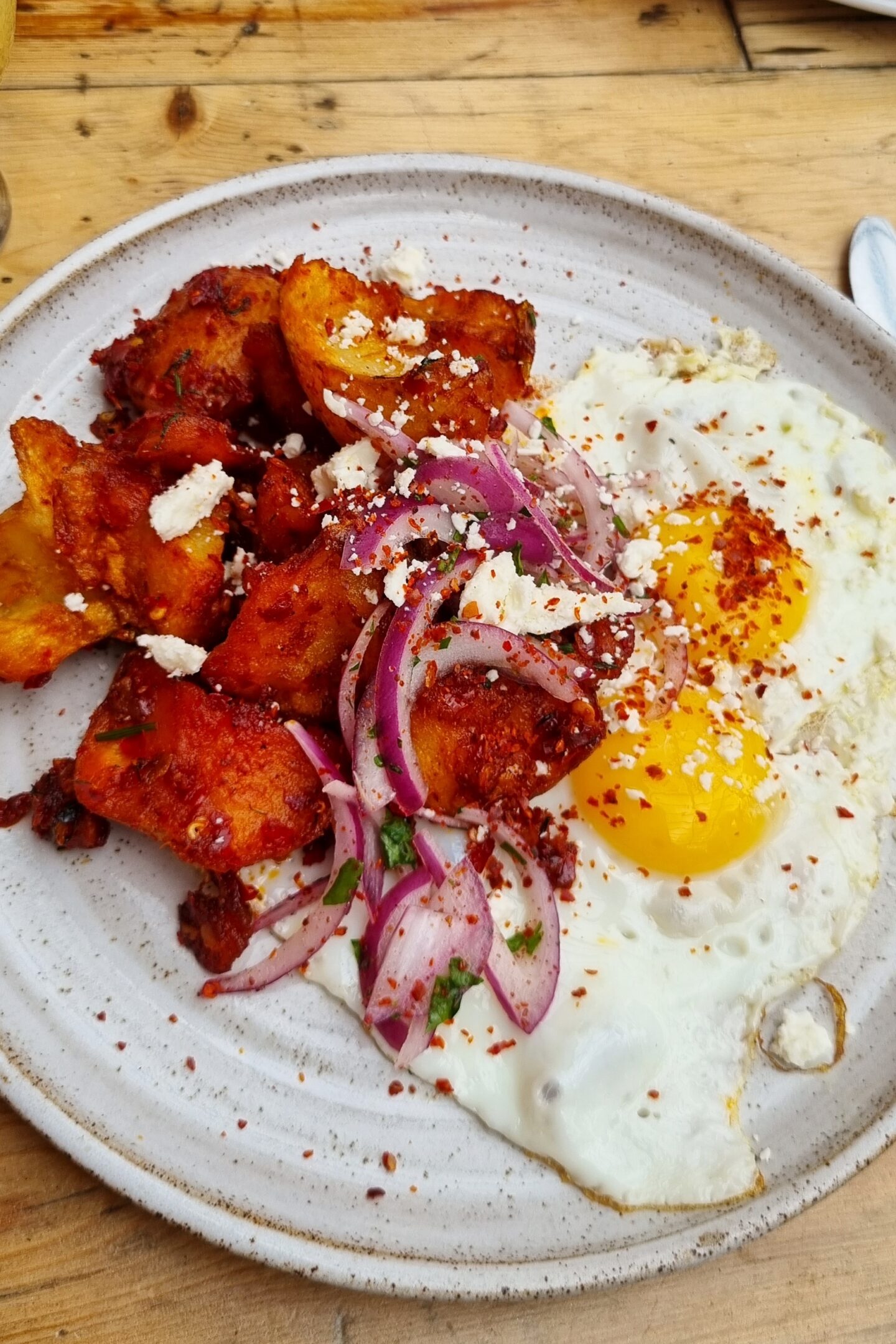 Turkish breakfast dish at Alty Market - dog friendly dining in Manchester