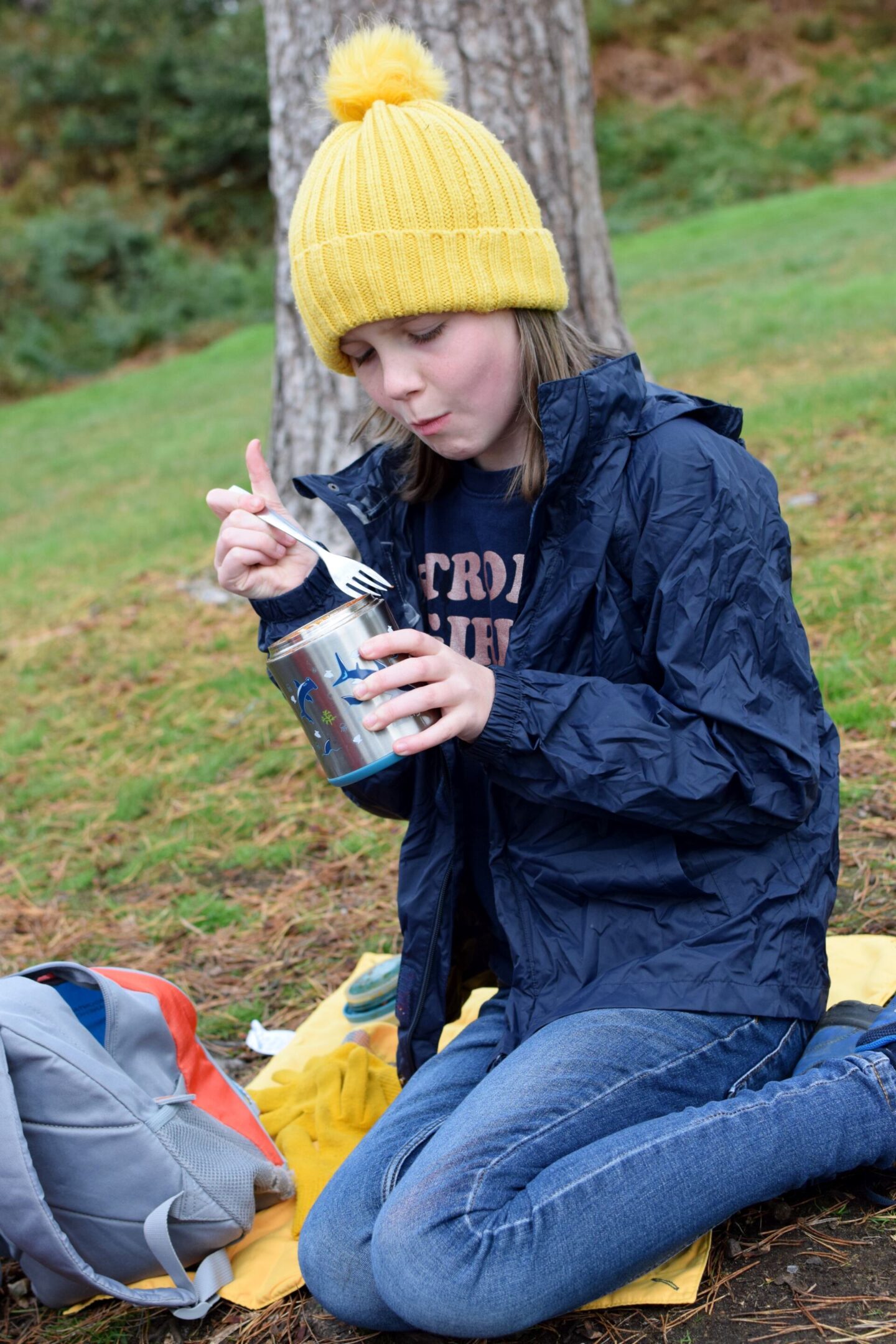 The Contigo food container filled with bolognese for a hot picnic lunch