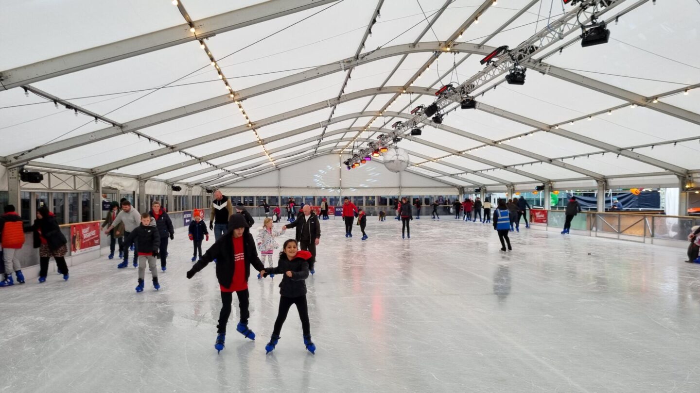 Skate Manchester - large covered ice rink in Cathedral Gardens, Manchester