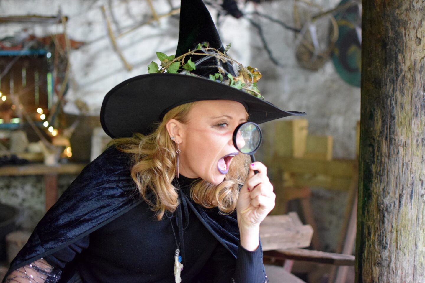 Trixie the witch at Gower Heritage Centre during half term