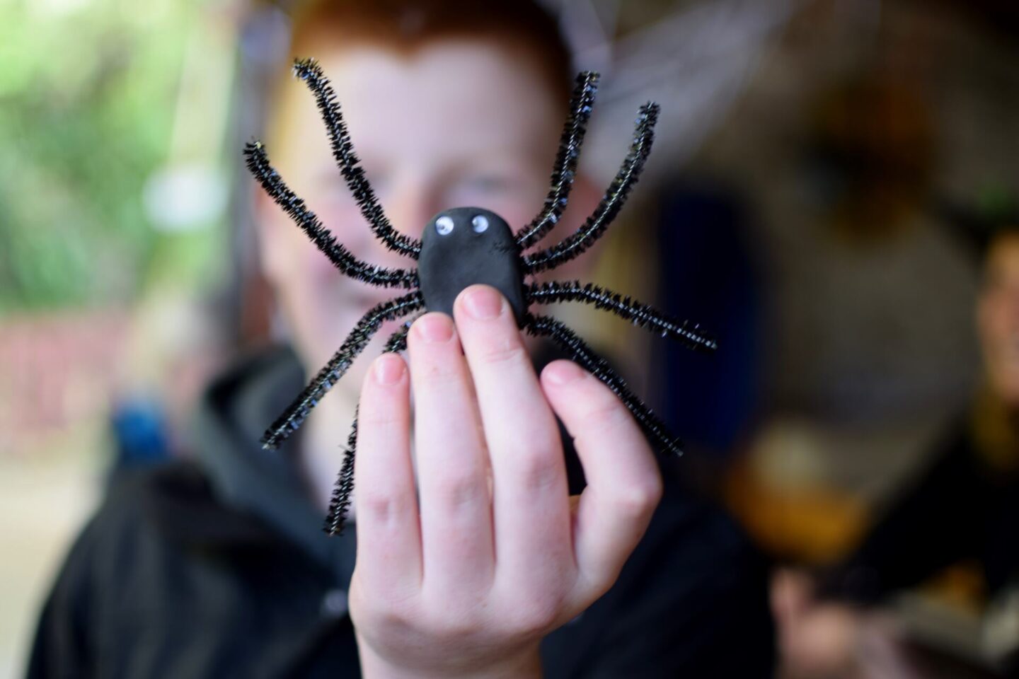 Plasticine spider with pipe cleaner legs - Halloween craft