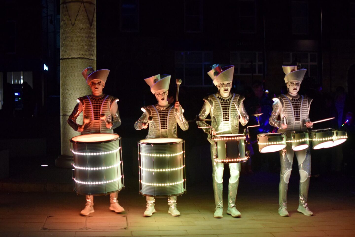 Spark! drummers performing at Illuminate Oldham