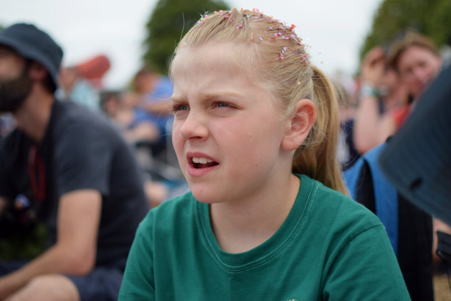 Amy pulling a face at Horrible Histories on stage