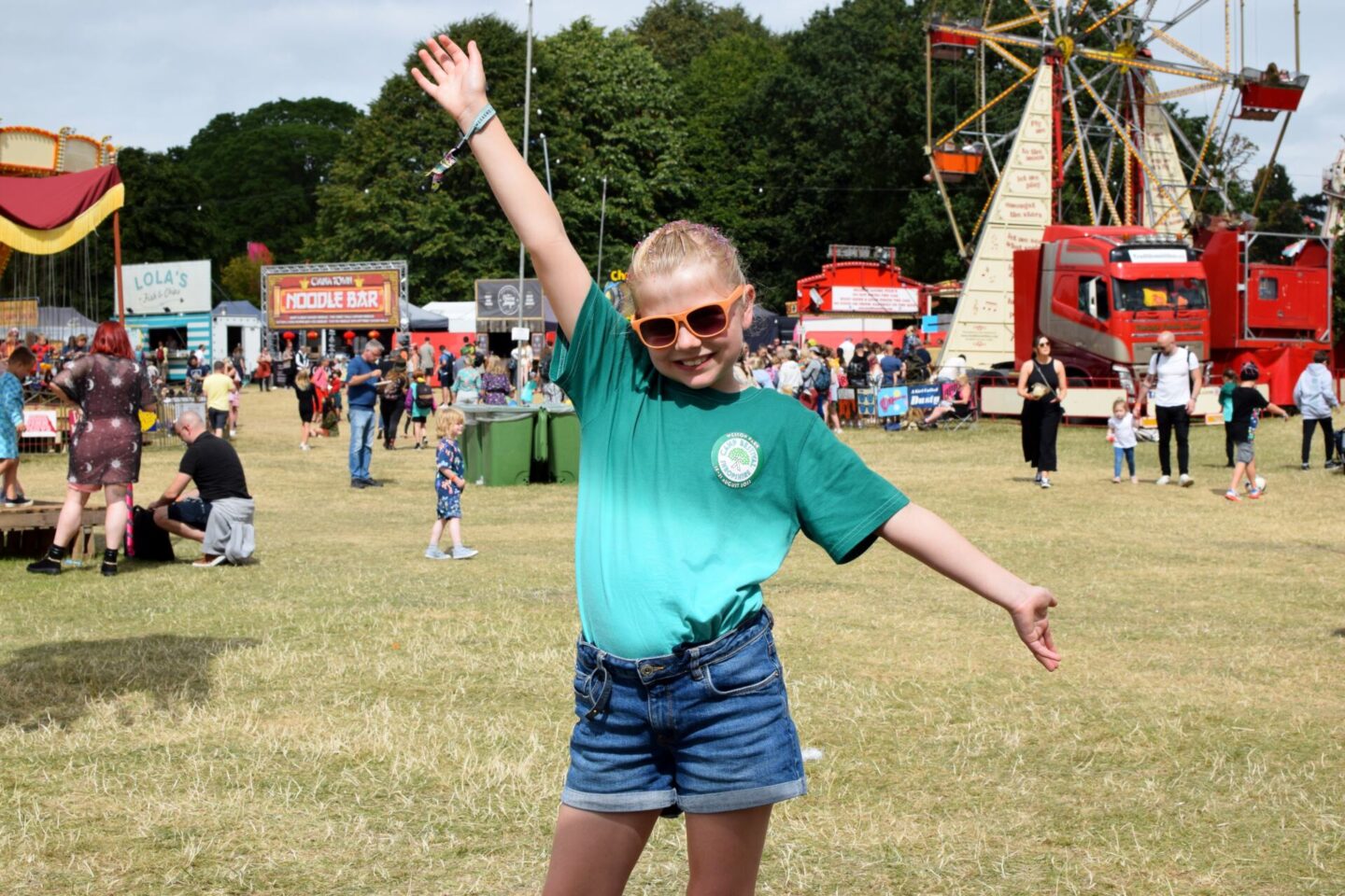 Camp Bestival t shirt with denim shorts - casual festival look