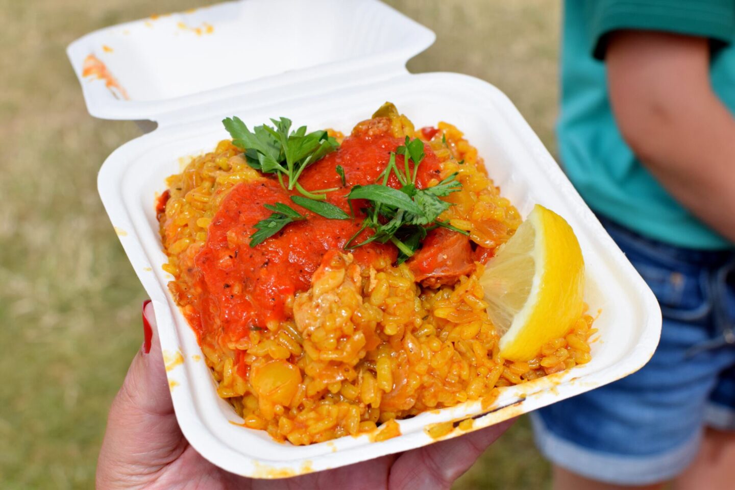 Chicken and chorizo paella at Camp Bestival