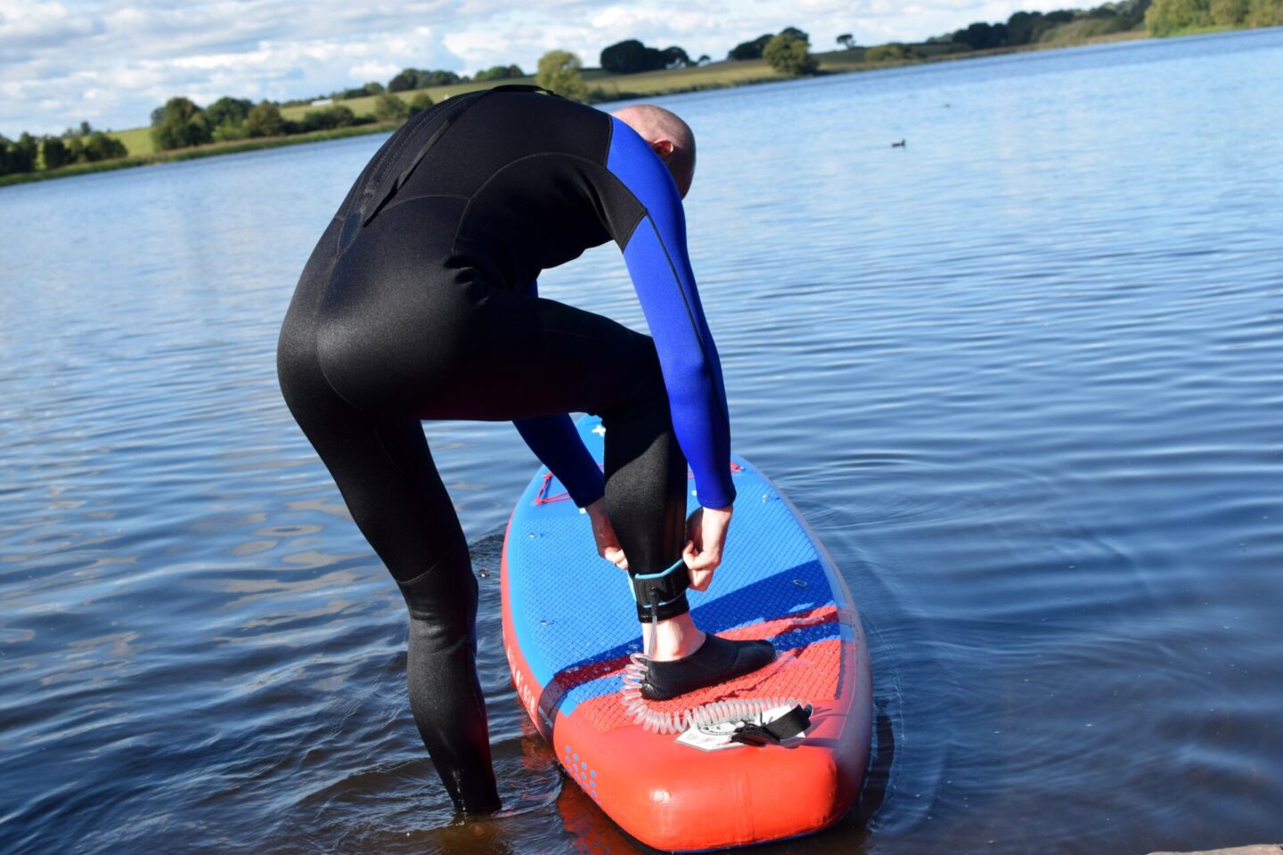 Aquaplanet PACE Paddleboard safety leash fastens to the ankle with a velcro strap