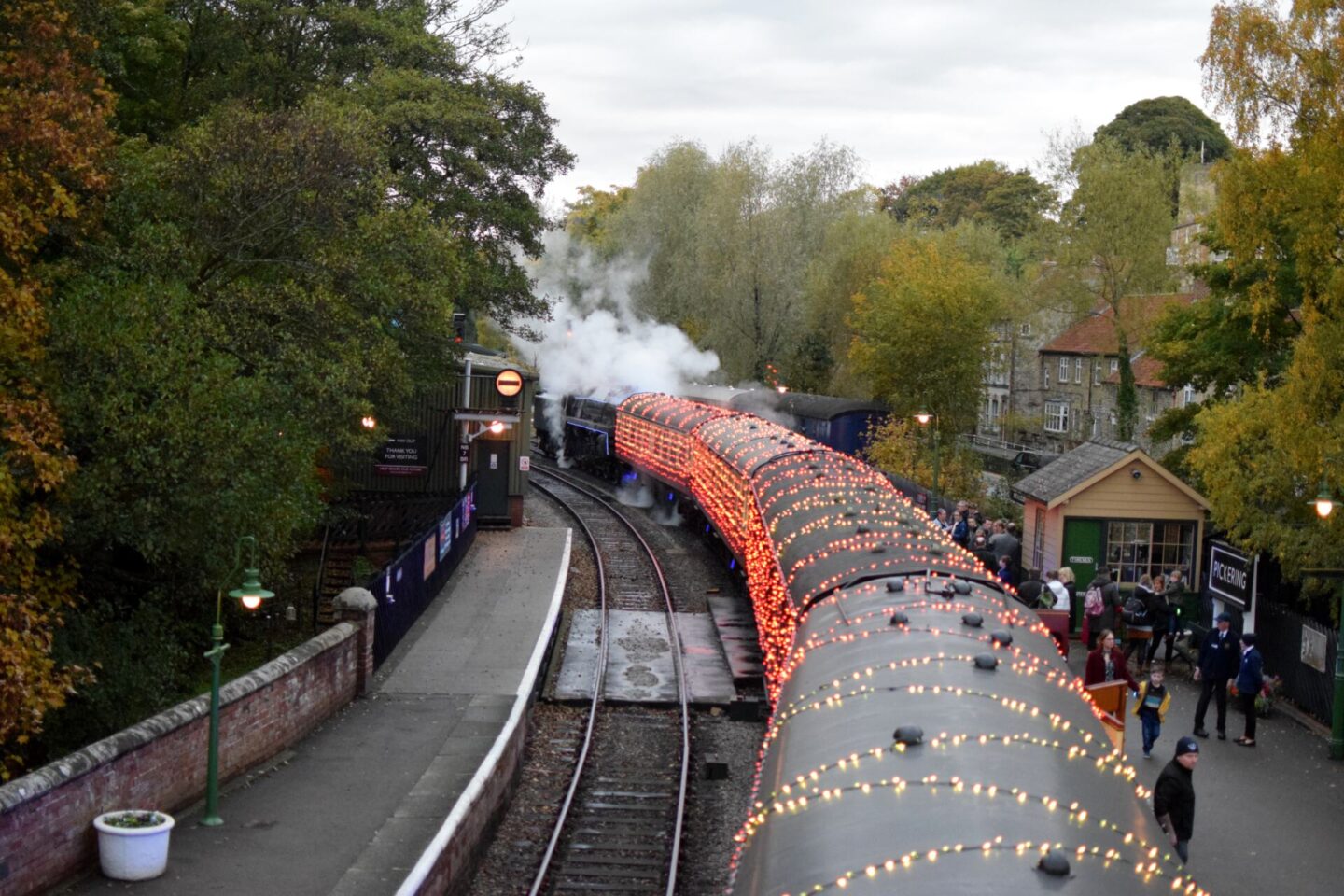 NYMR Light Spectacular - steam train sitting at Pickering Station in the early evening