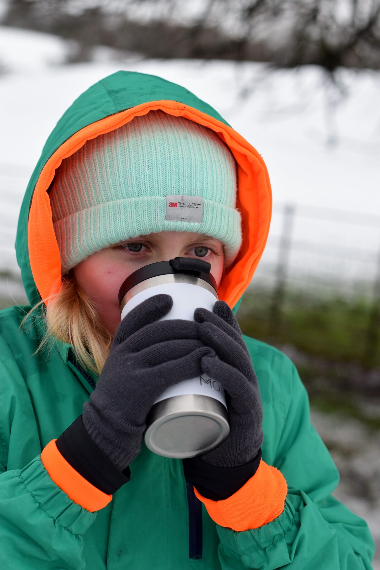 Amy loves a cup of tea on a winter walk