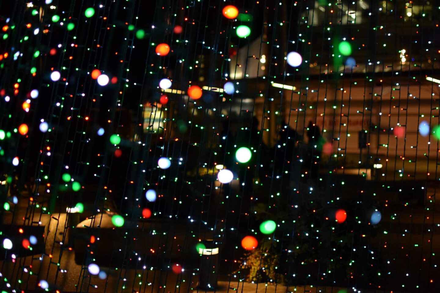 Twinkly bokeh Christmas tree lights, Media City