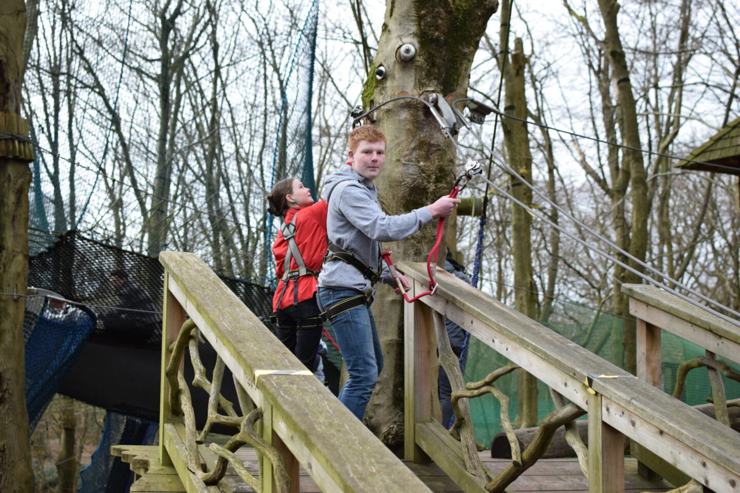 Ben and Chloe set off towards the first of the obstacles on the Mini Trek