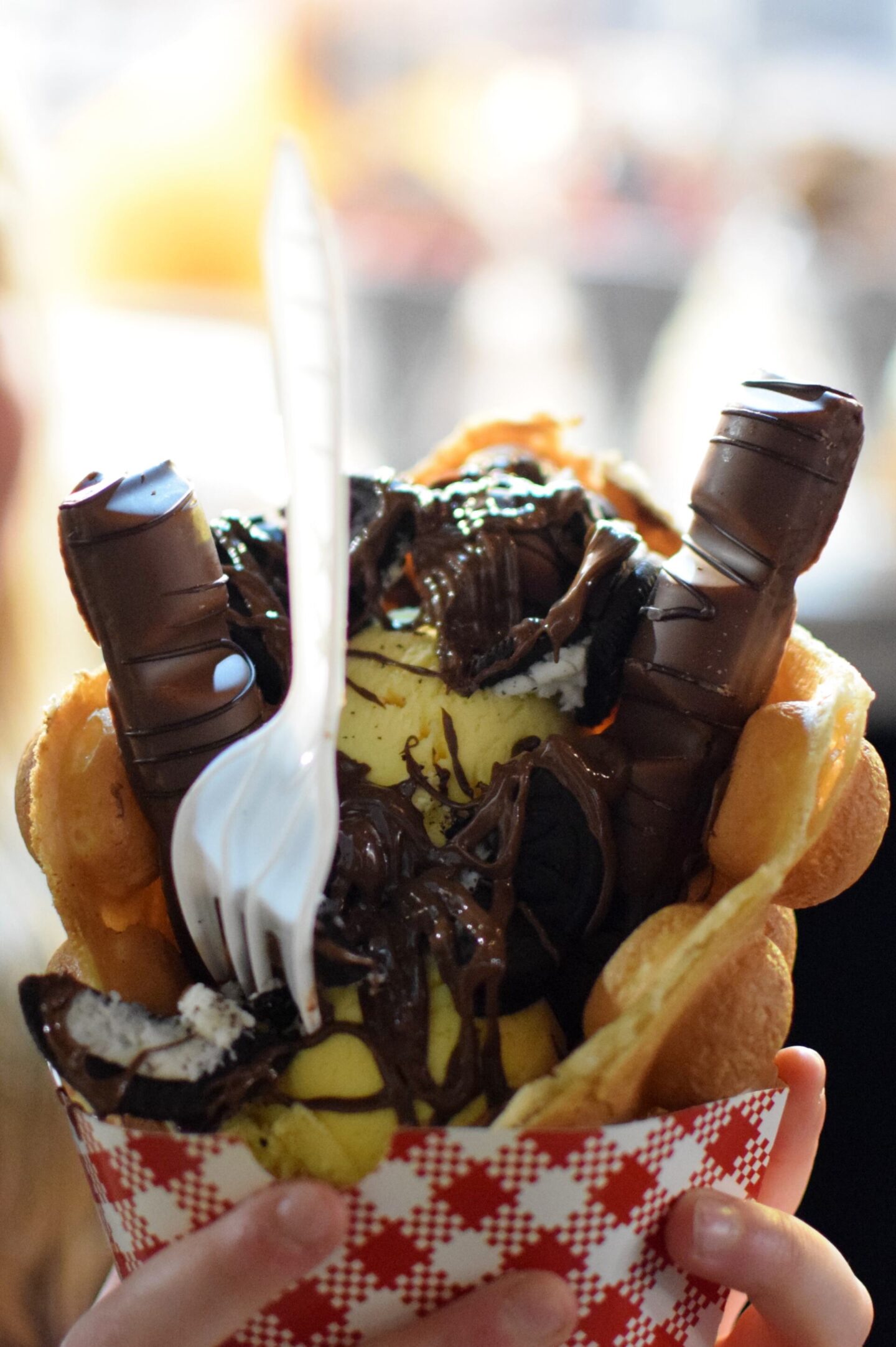 Kinder and Nutella bubble waffle from Sweet Now, Camden Market