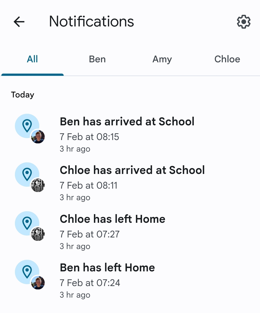 Location notifications on Family Link let me know when my children have arrived at school safely!