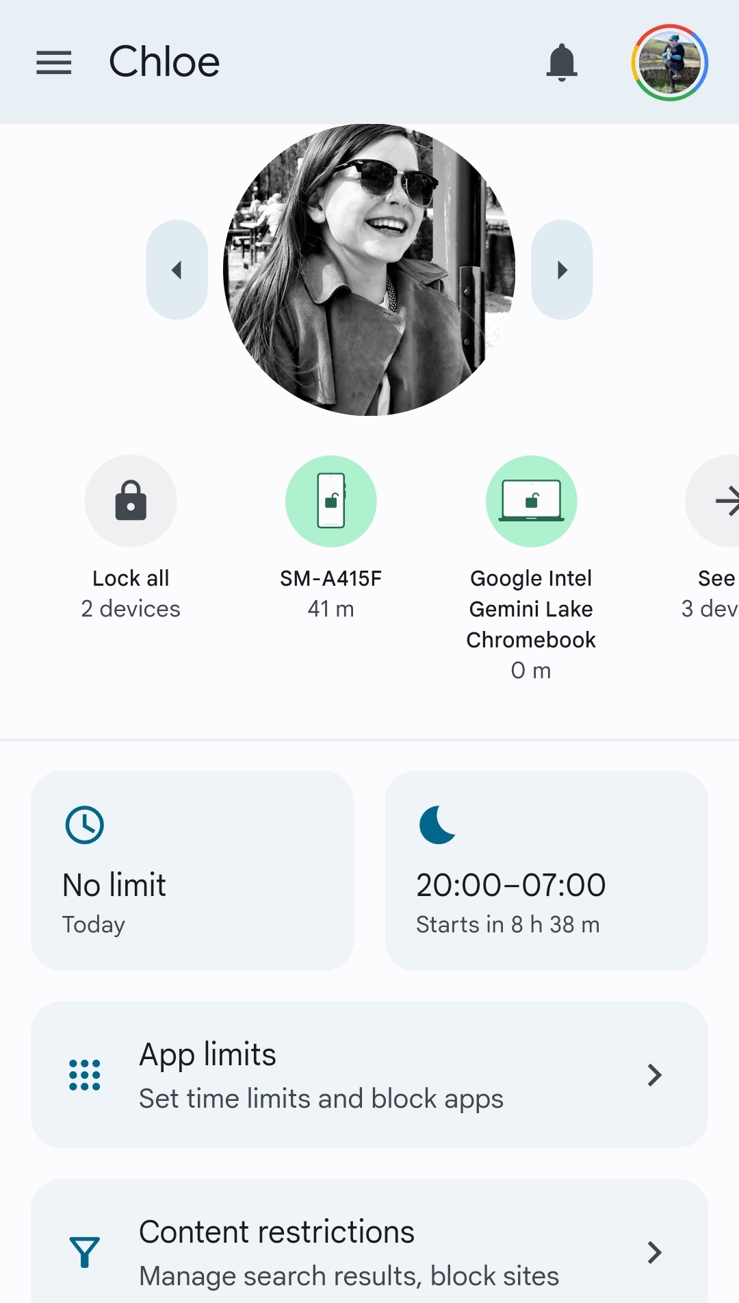 Family Link allows you to set device usage timers and downtime so that your child can't use their phone through the night or whenever you deem it to be inappropriate.