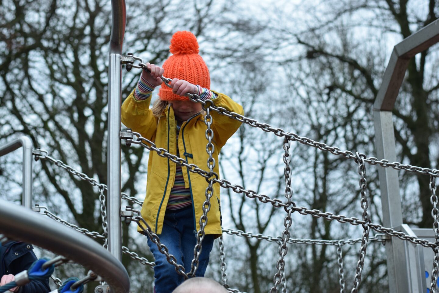 Amy climbing in the Heaton Park play area