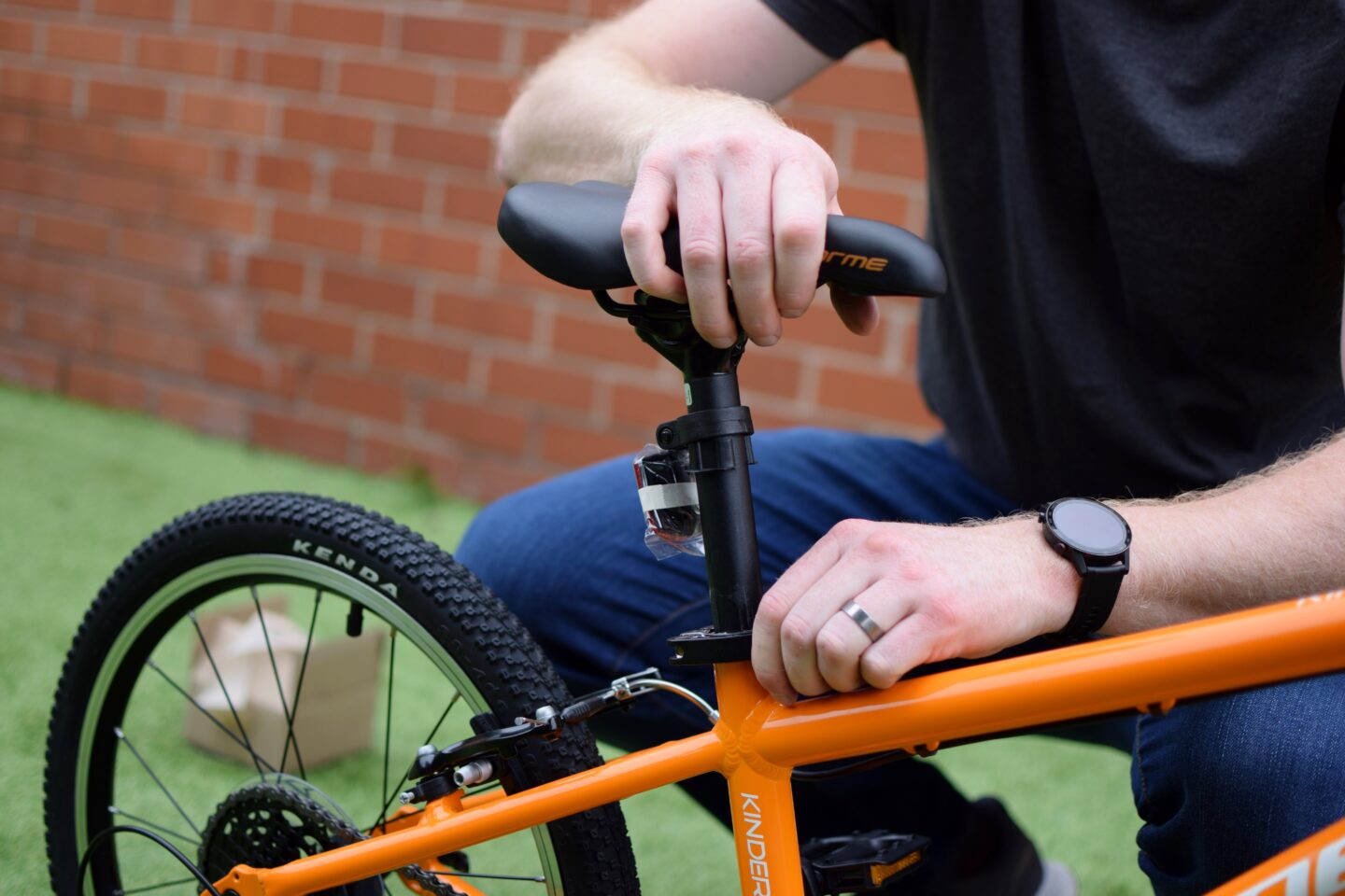 Check that everyone's bike fits well before setting off on a family bike ride