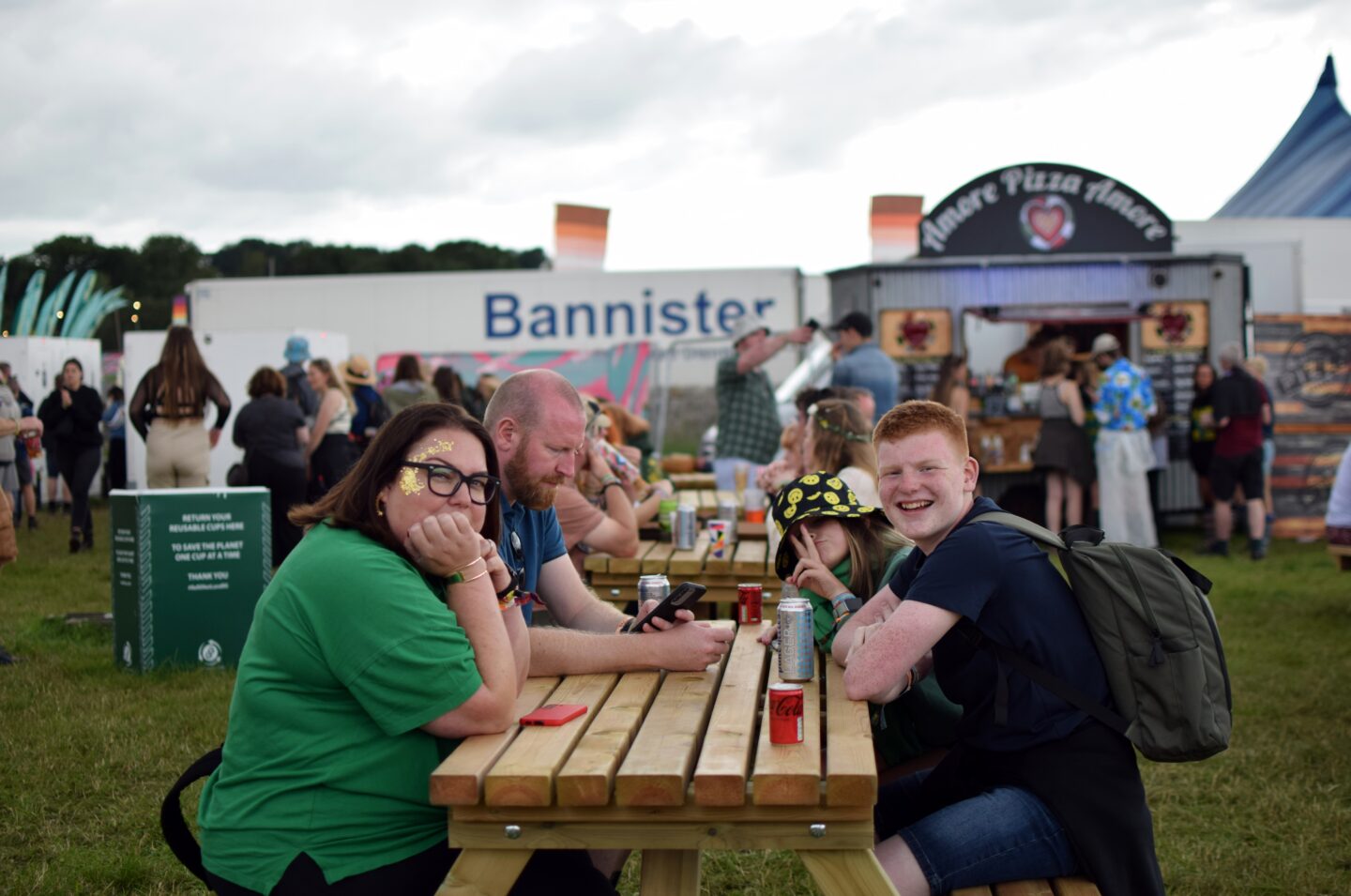 Picnic tables in the VIP area at Y Not Festival 2023