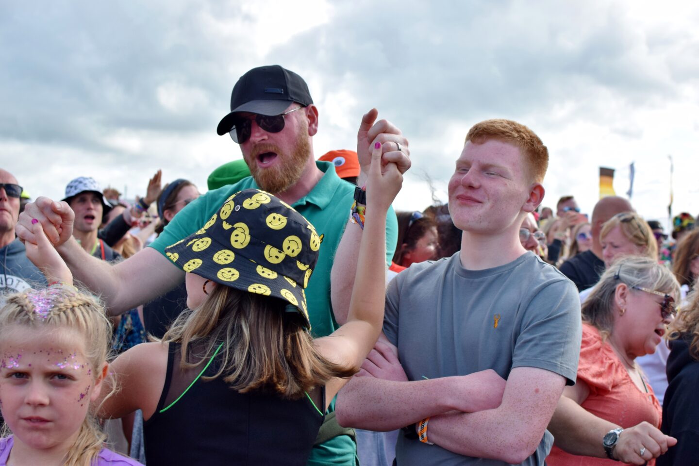 Dave and Chloe dancing to Sophie Ellis-Bextor at Y Not Festival 2023 (Ben is standing next to them with his arms folded trying not to laugh!)