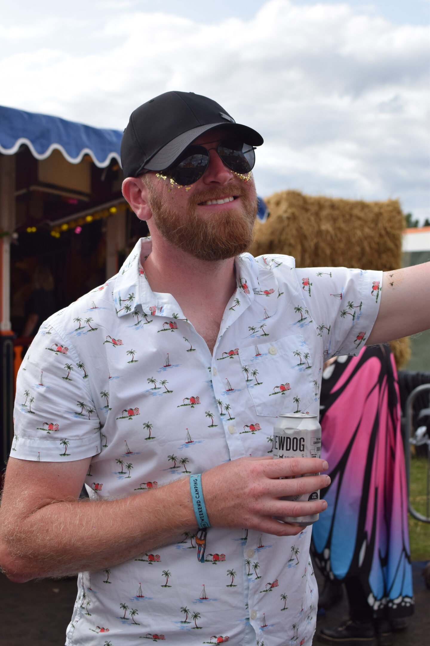 Dave drinking a can of lager - you can take your own alcohol into the festival site
