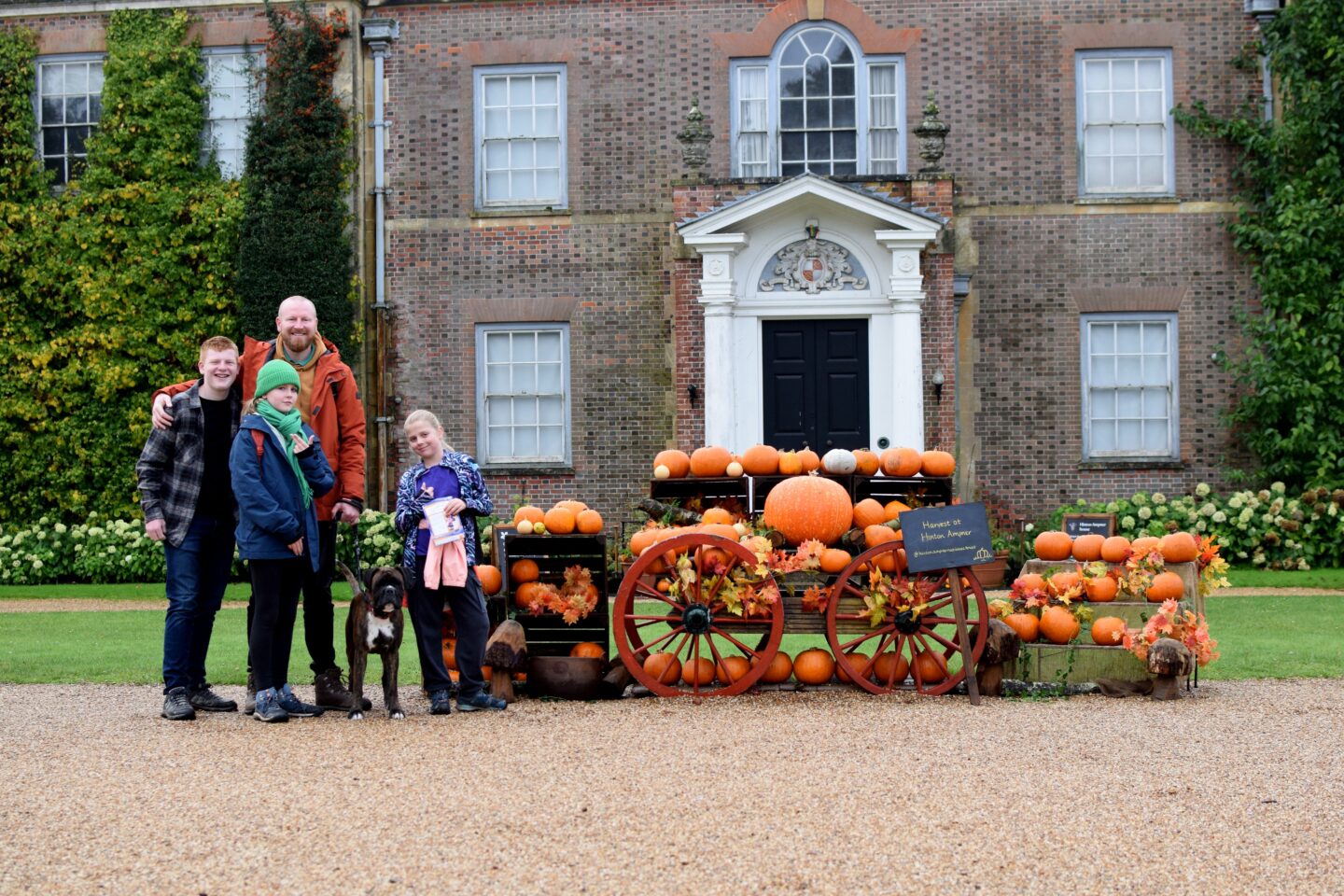 National Trust Hinton Ampner - pumpkin displays in front of the house