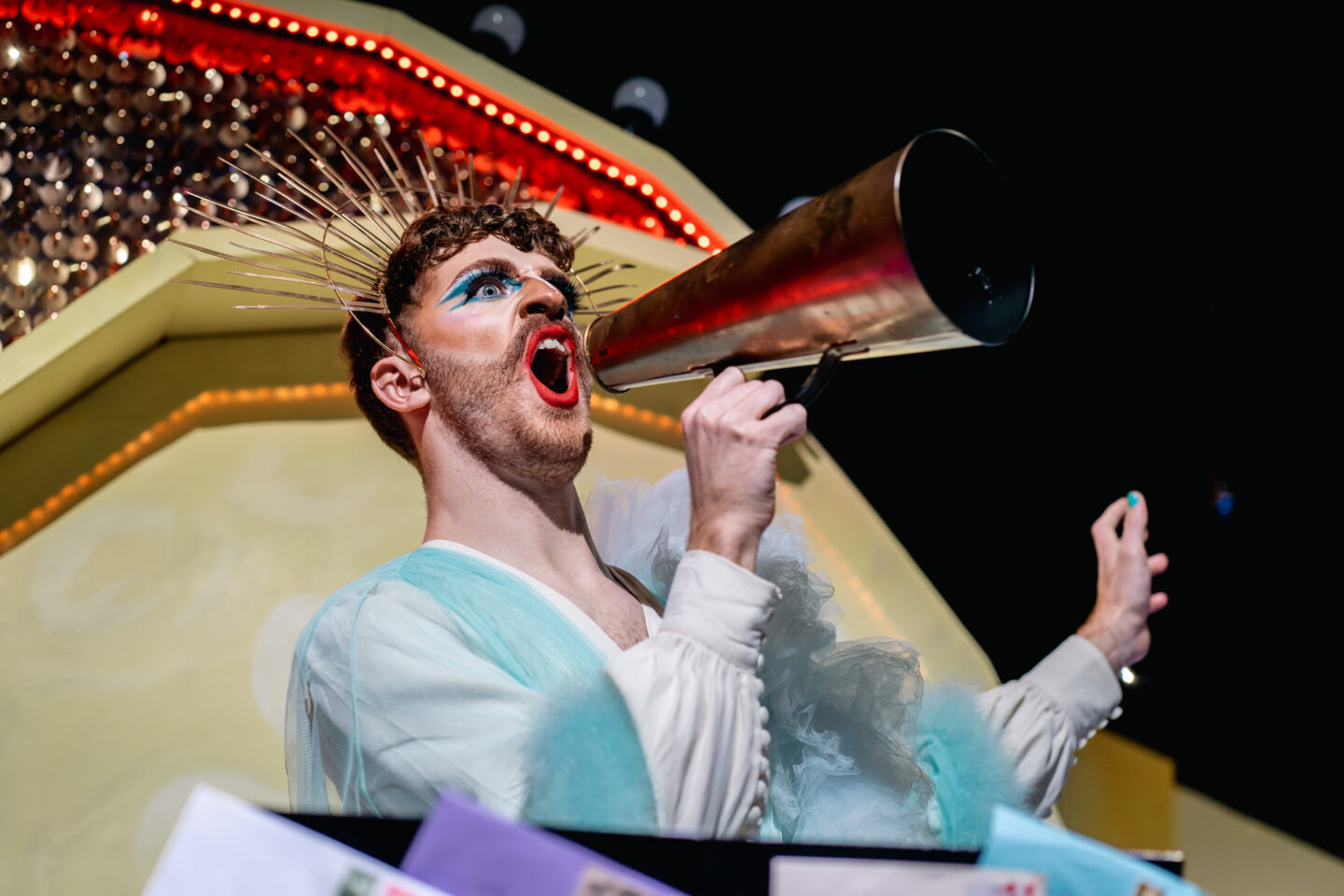 The Snow Queen, Waterside - Snow Queen with megaphone