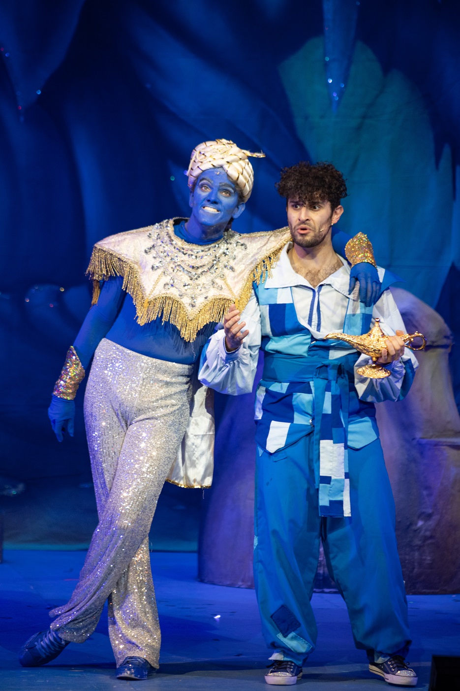 Tim Lucas as the Genie at St Helens Theatre Royal