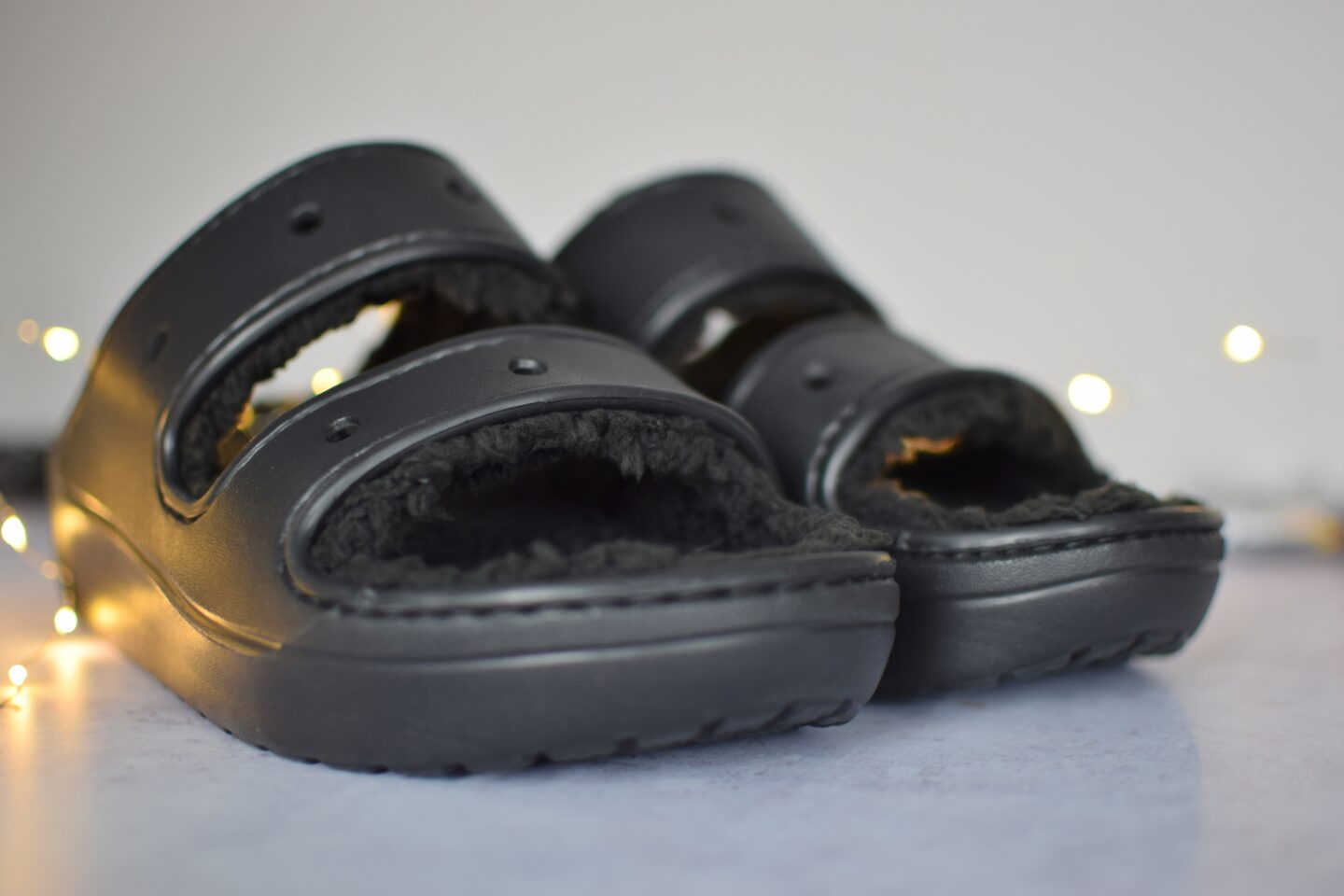 Fluffy crocs sandals for travel