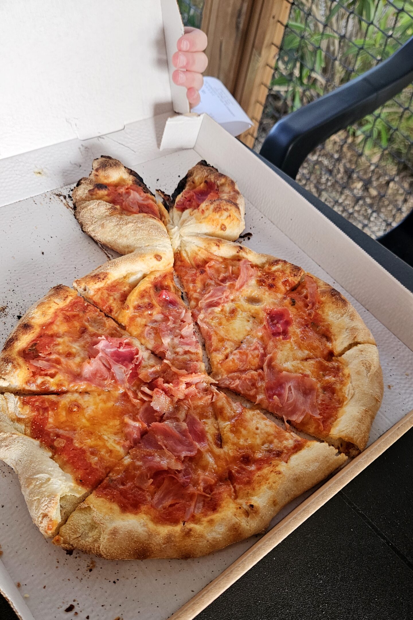 children's pizza from domaine de naiades campsite takeaway