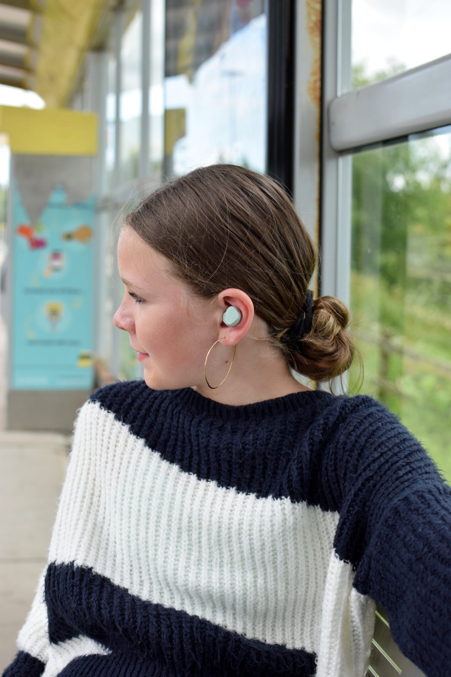 Mint coloured earbuds from Jabra