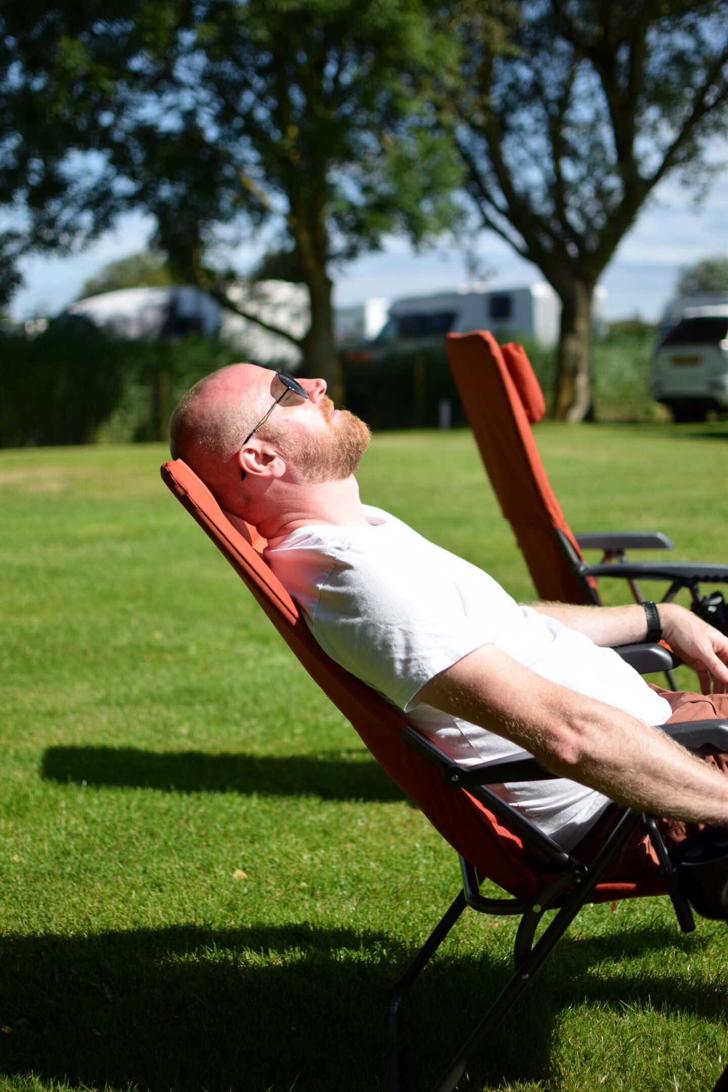 Relaxing in the sun whilst camping
