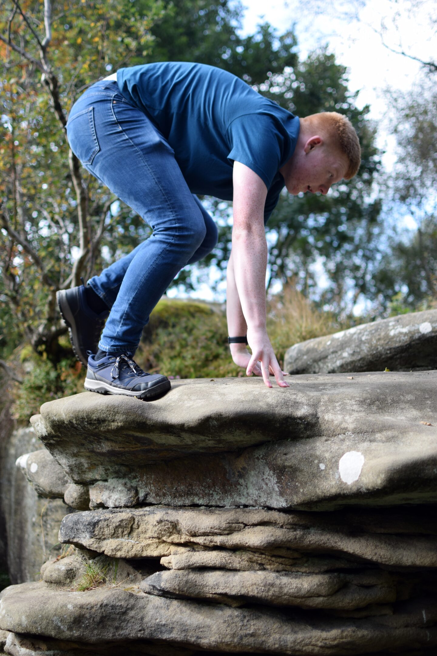 Ben bouldering at Brimham Rocks Ben bouldering at Brimham Rocks